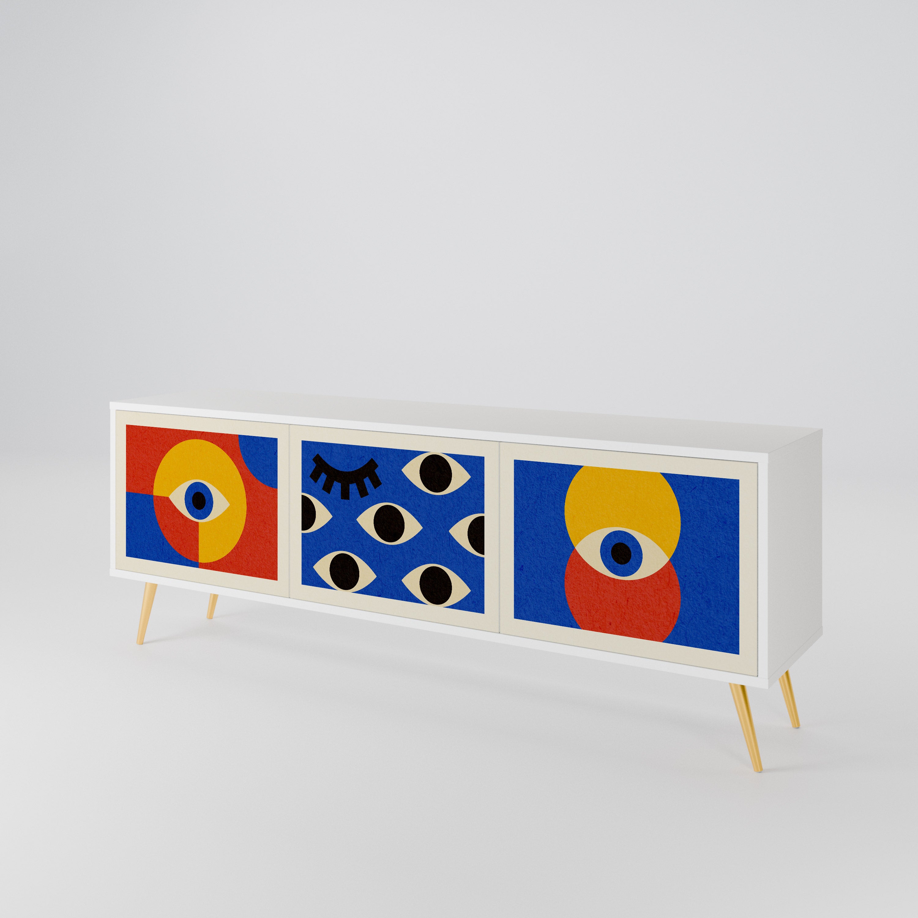 GEOMETRIC EYES TV-bänk med 3 dörrar