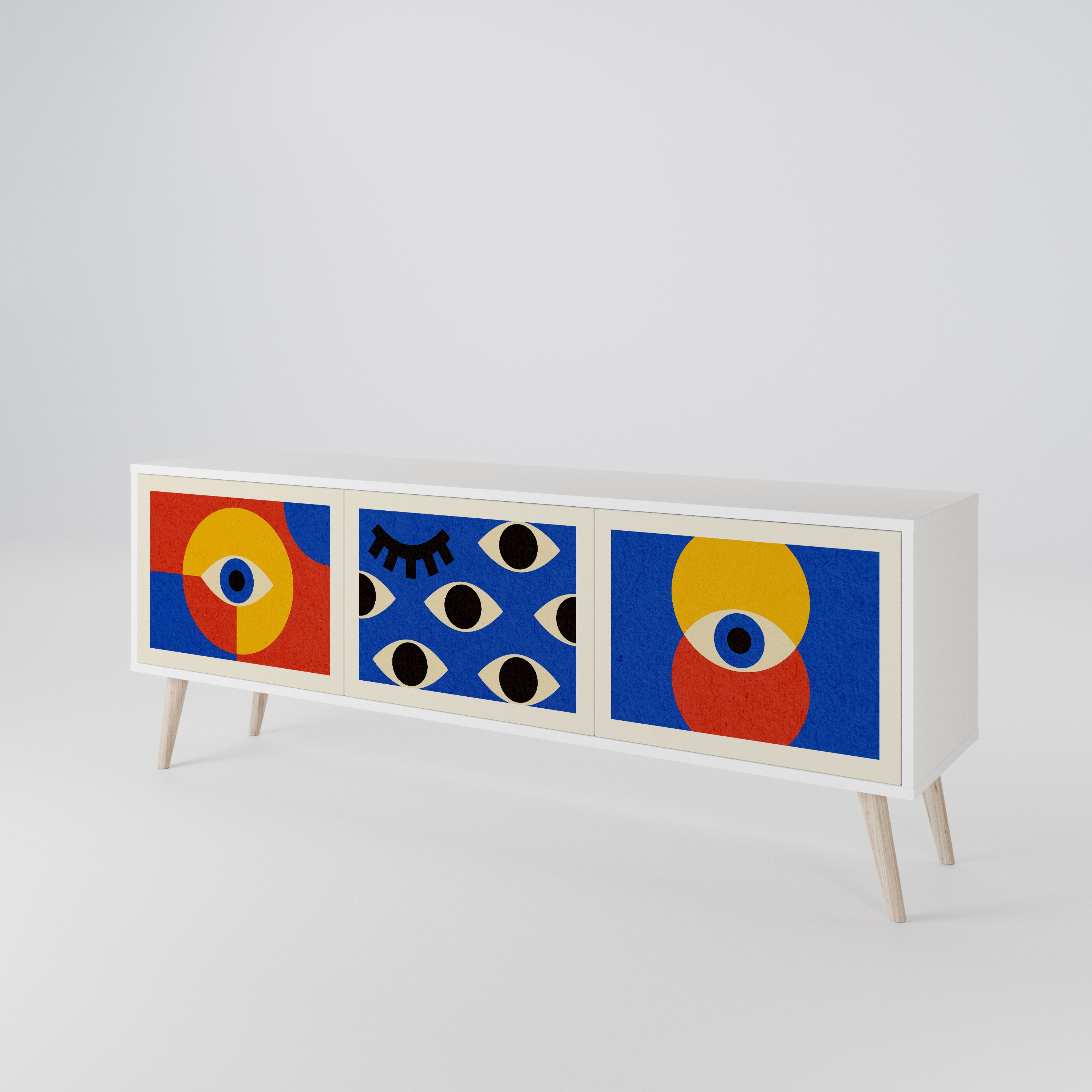 GEOMETRIC EYES TV-bänk med 3 dörrar