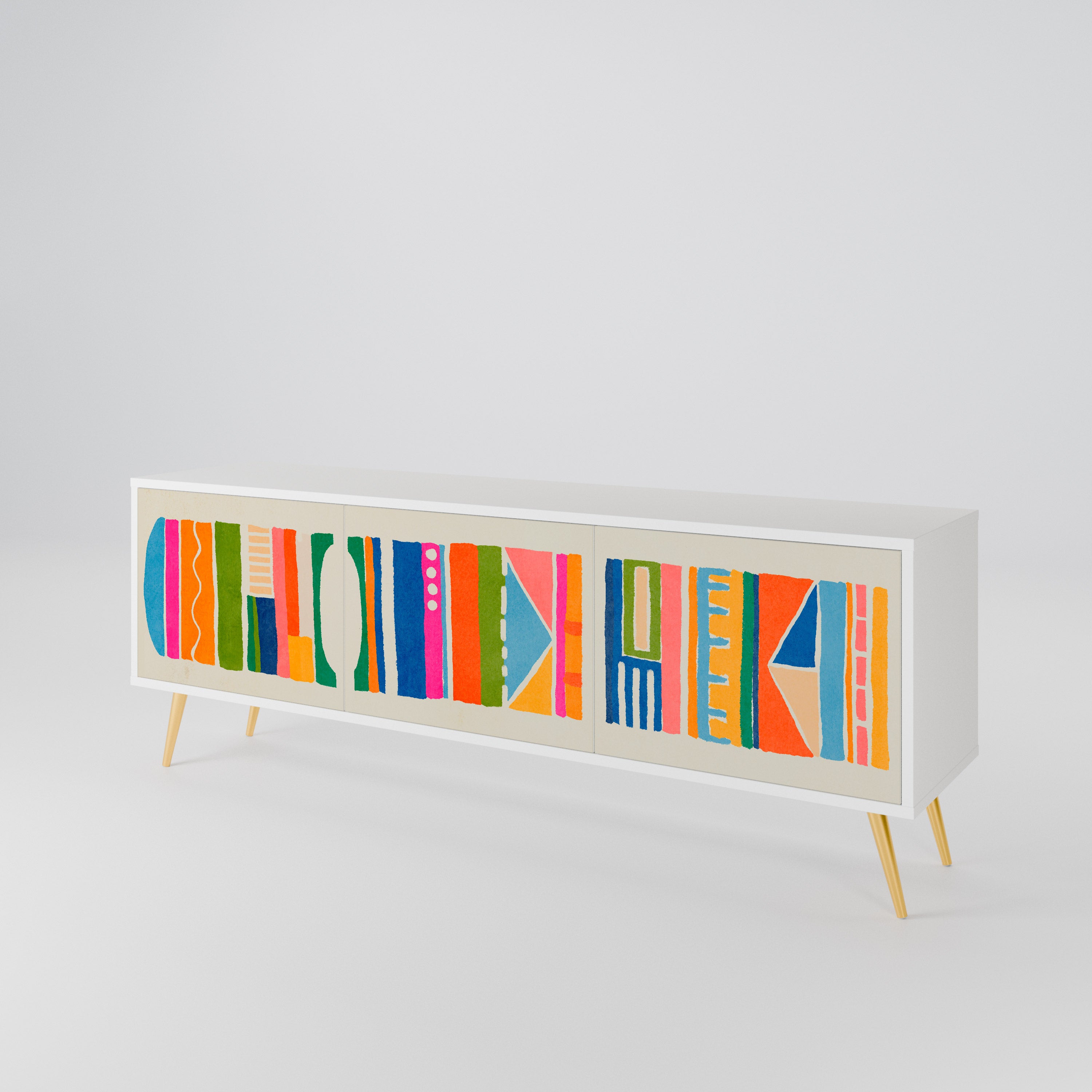 GEOMETRIC SHINE TV-bänk med 3 dörrar
