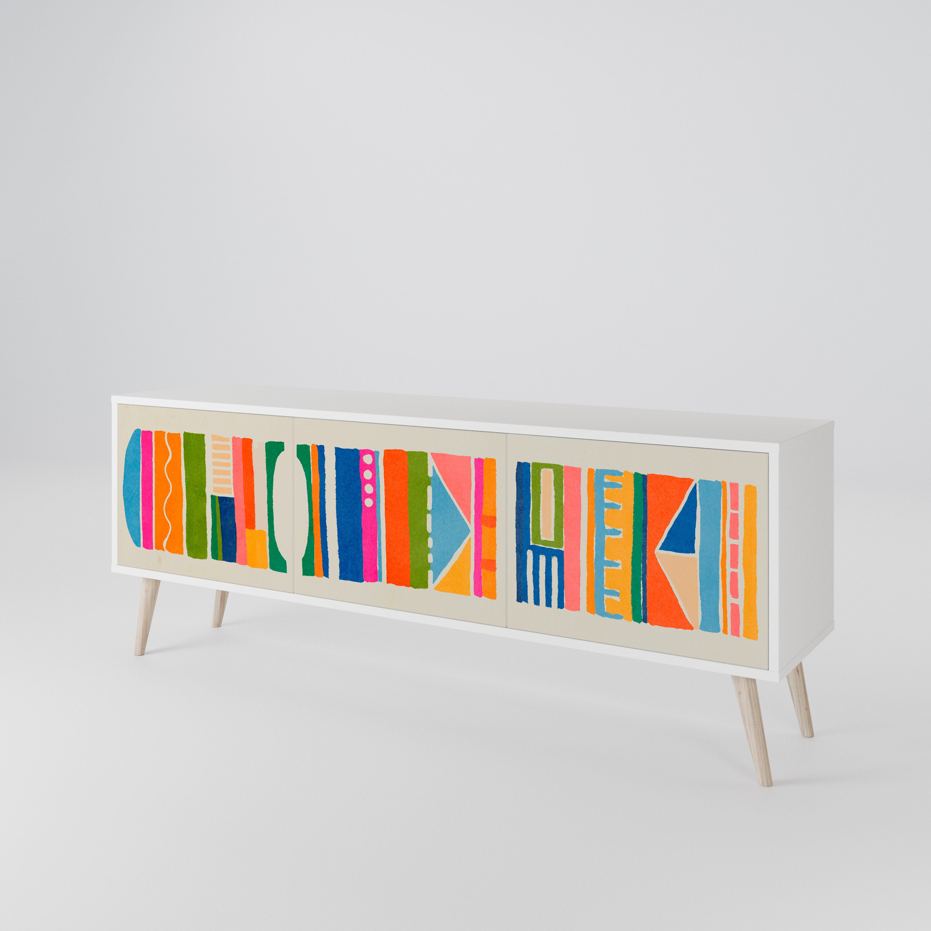 GEOMETRIC SHINE TV-bänk med 3 dörrar
