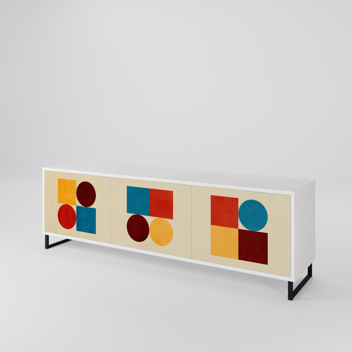GEOMETRIC PUZZLE TV-bänk med 3 dörrar