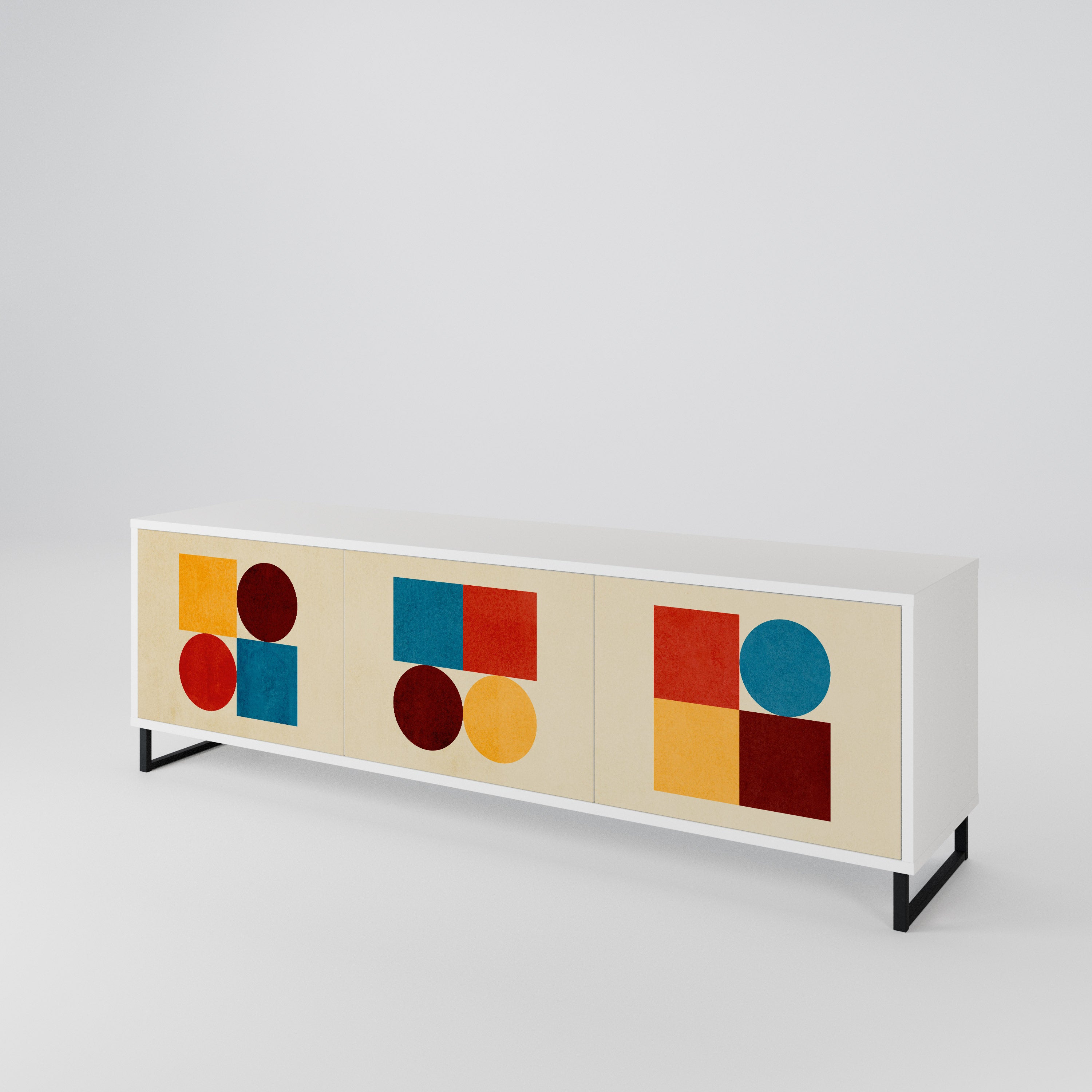 GEOMETRIC PUZZLE TV-bänk med 3 dörrar