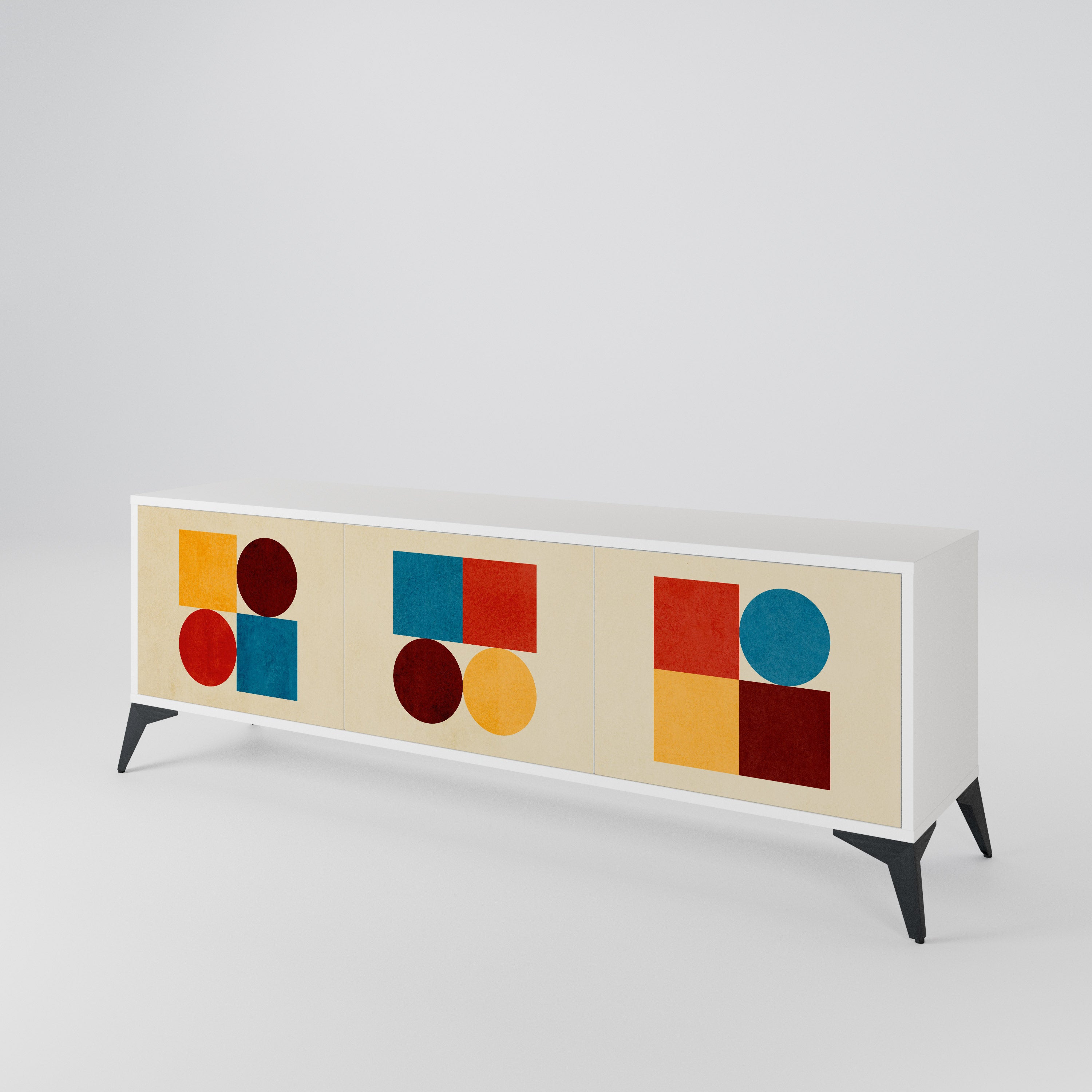 GEOMETRIC PUZZLE TV-bänk med 3 dörrar