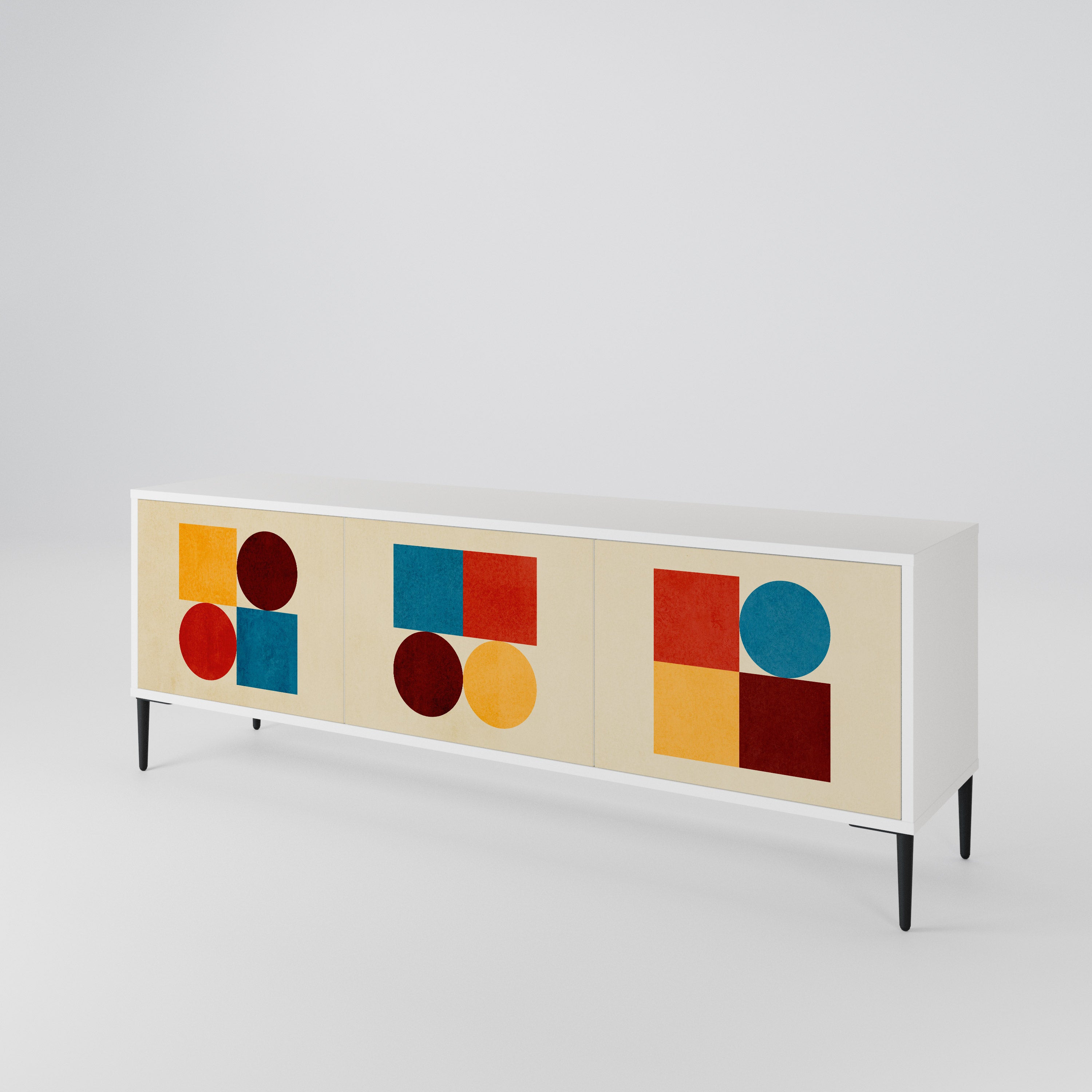 GEOMETRIC PUZZLE TV-bänk med 3 dörrar