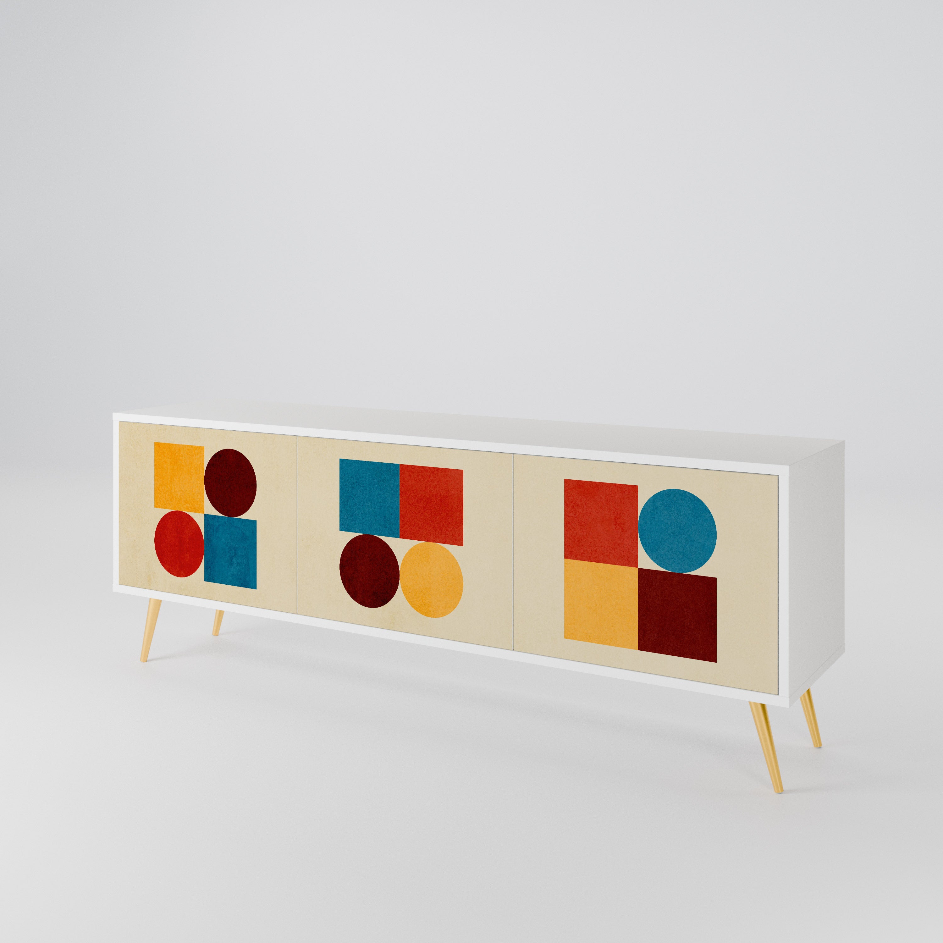 GEOMETRIC PUZZLE TV-bänk med 3 dörrar