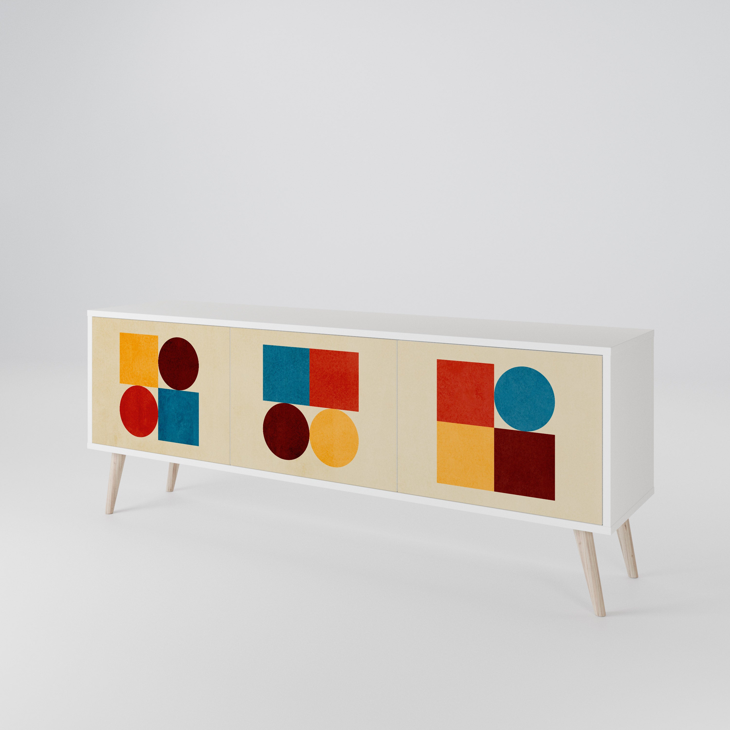 GEOMETRIC PUZZLE TV-bänk med 3 dörrar
