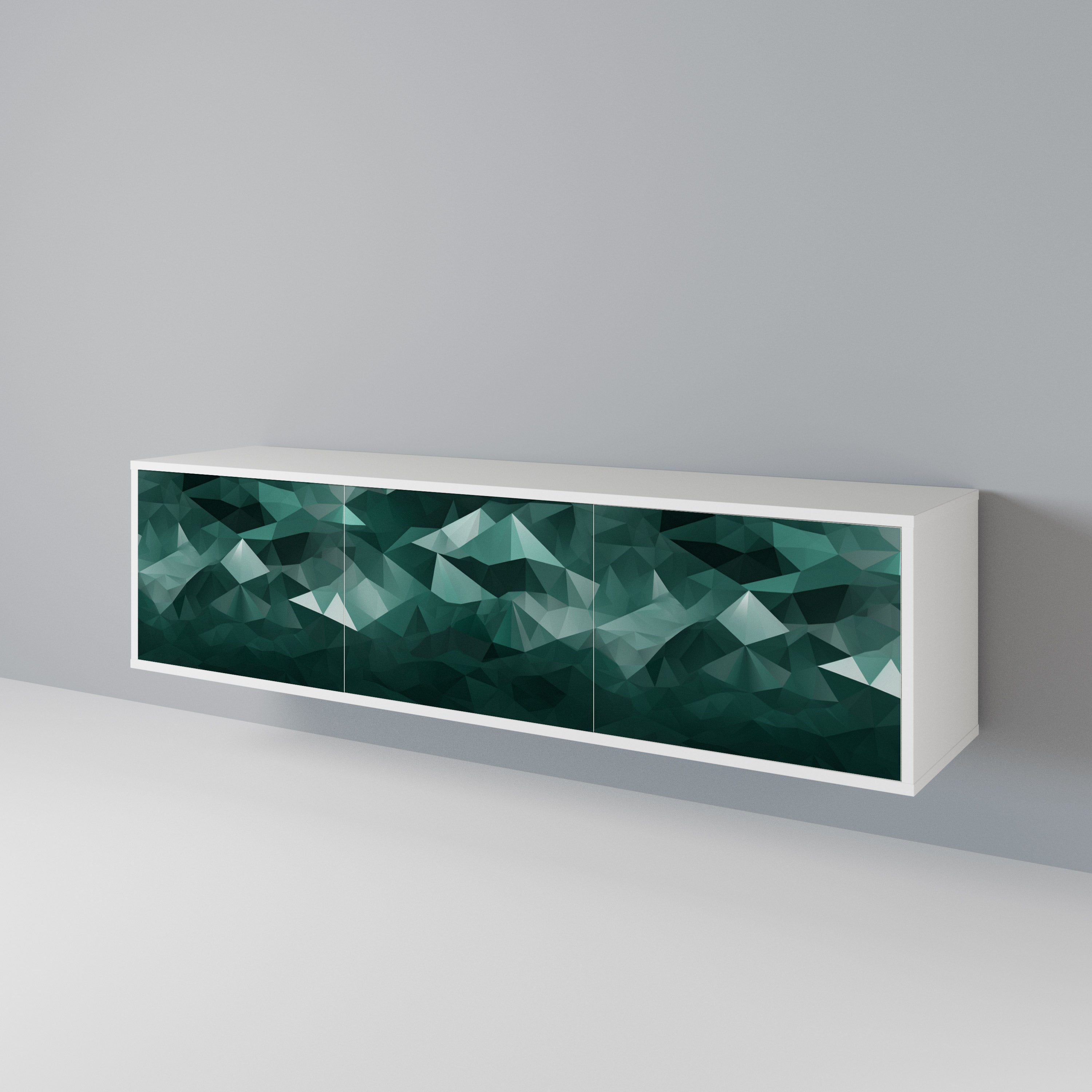 POLYGONAL FLOATING TV-bänk med 3 dörrar