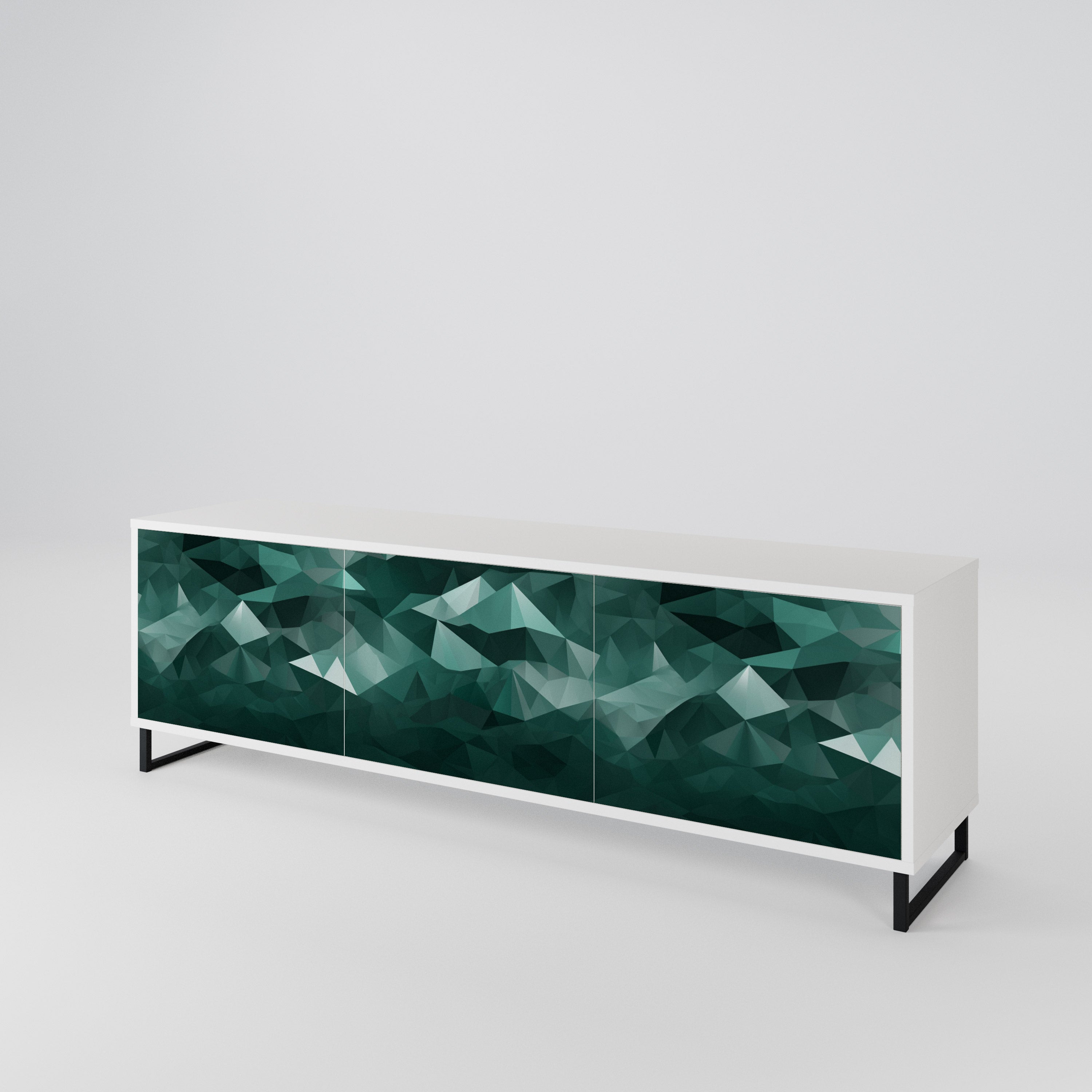 POLYGONAL FLOATING TV-bänk med 3 dörrar