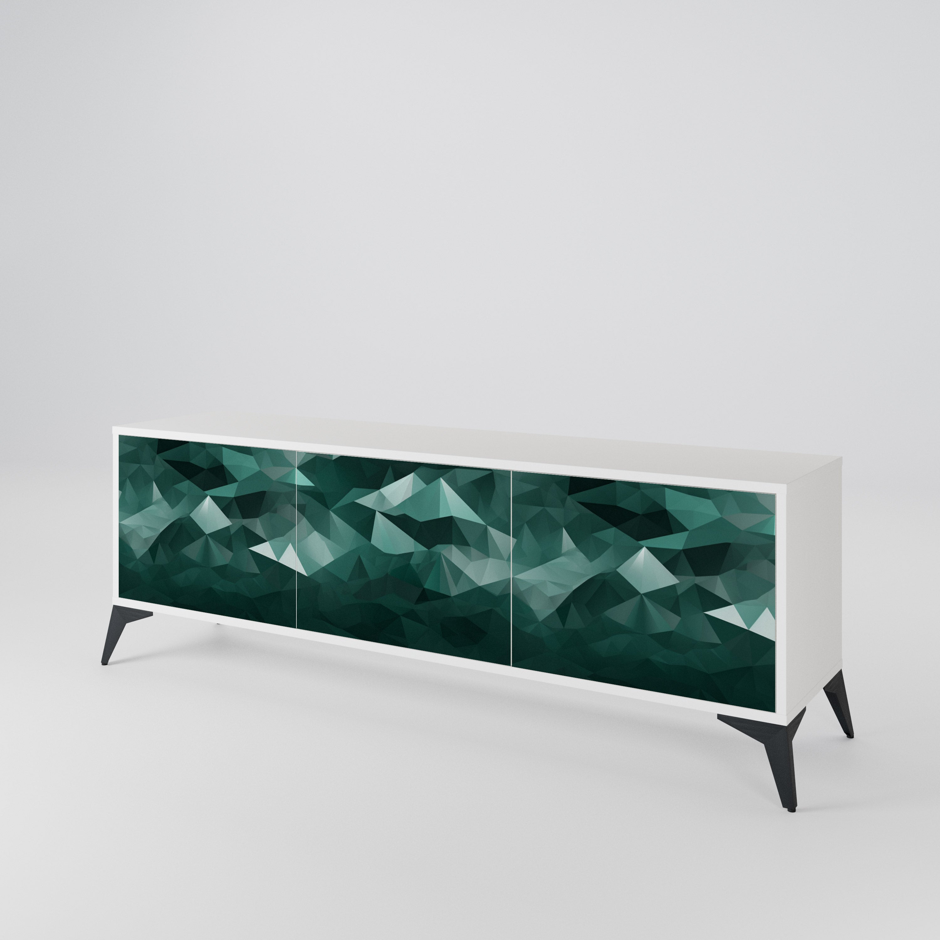 POLYGONAL FLOATING TV-bänk med 3 dörrar