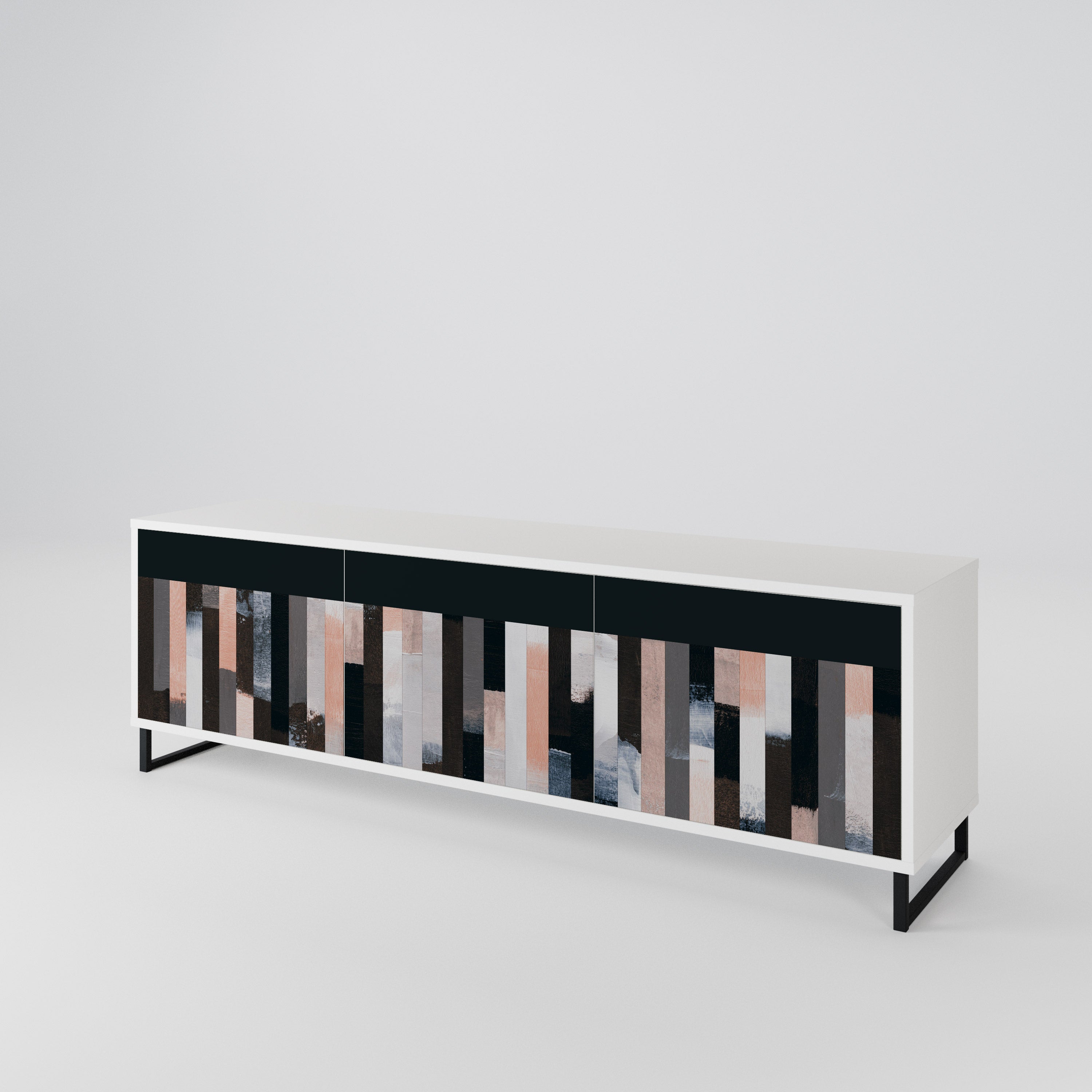 COLLAGE OF RECTANGLES TV-bänk med 3 dörrar