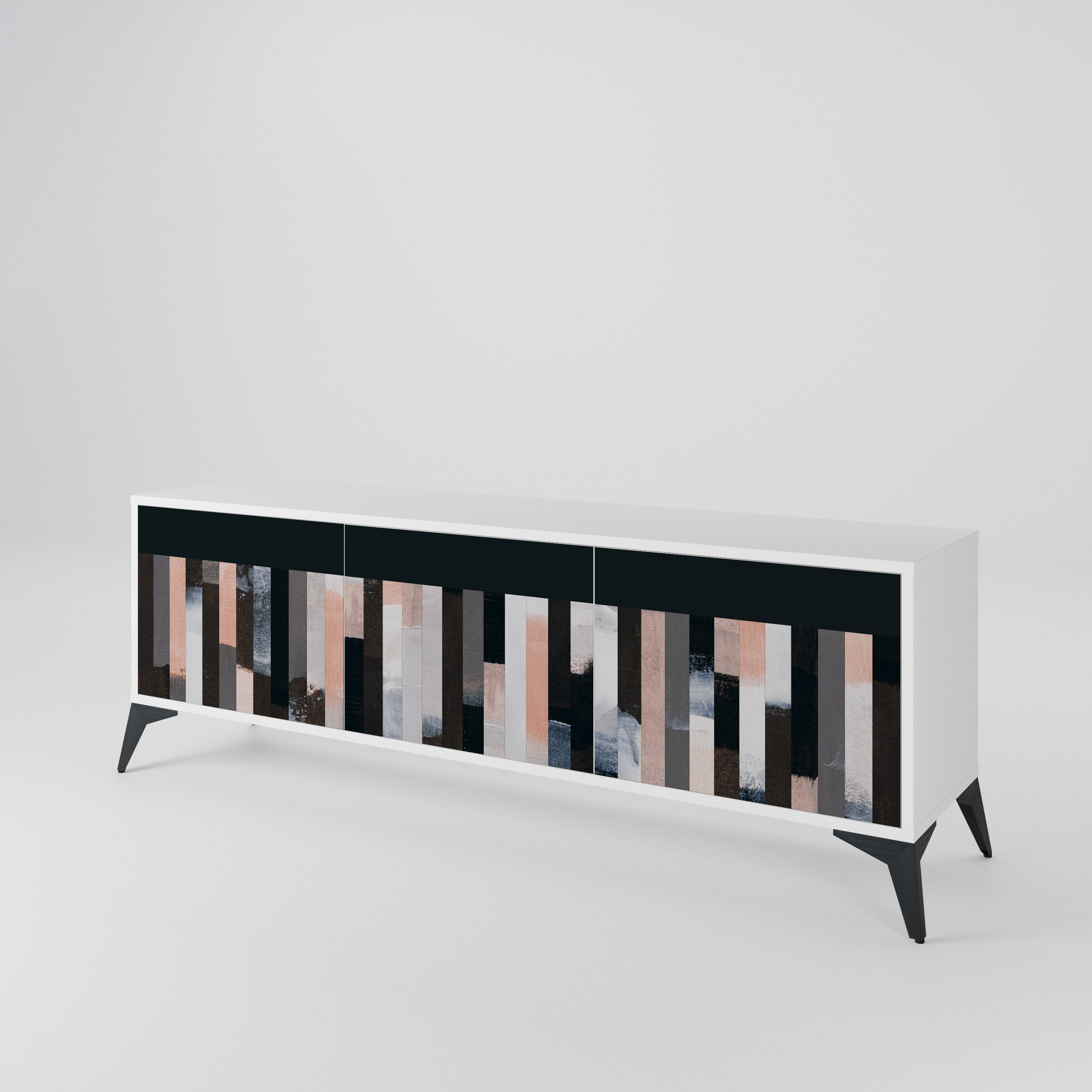 COLLAGE OF RECTANGLES TV-bänk med 3 dörrar