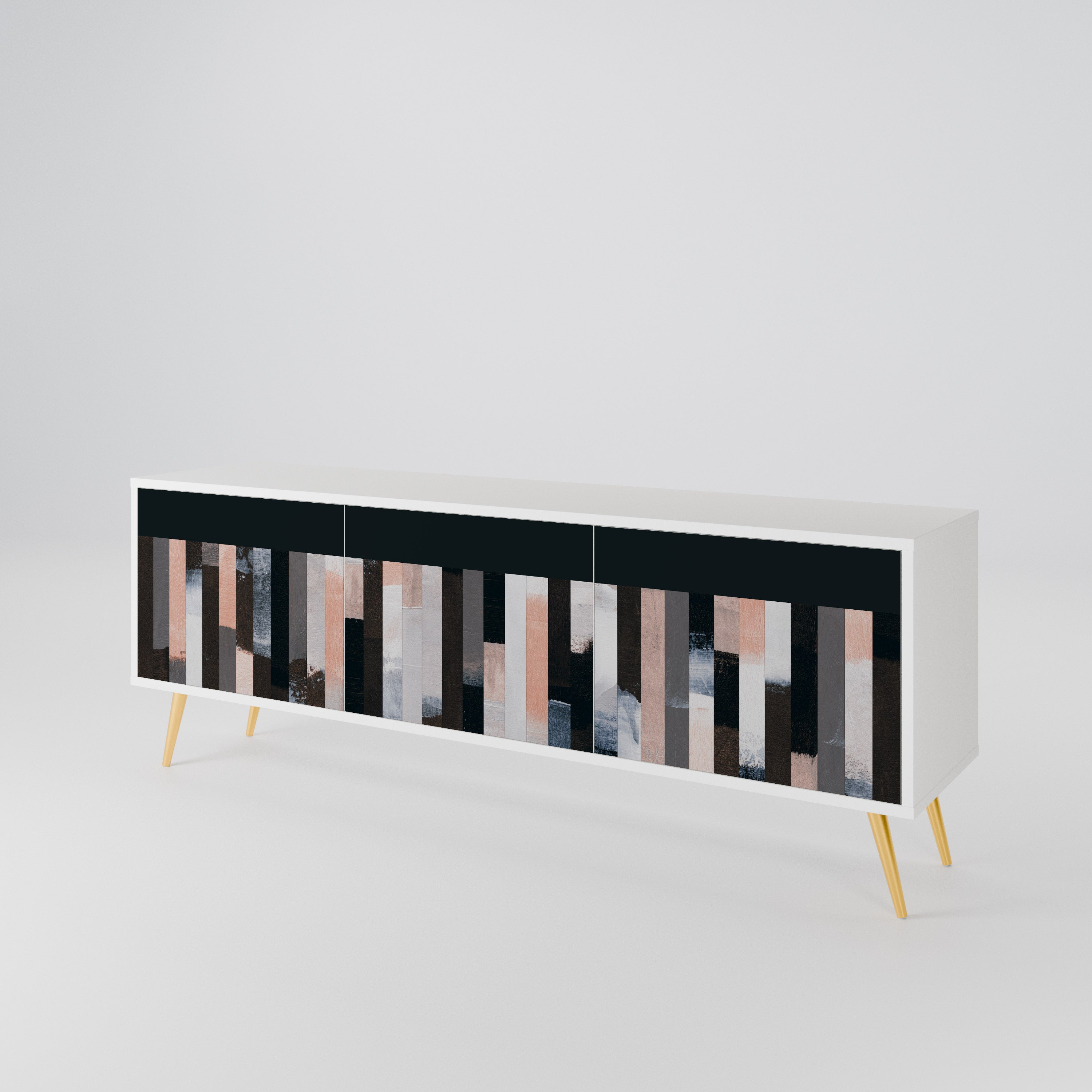 COLLAGE OF RECTANGLES TV-bänk med 3 dörrar