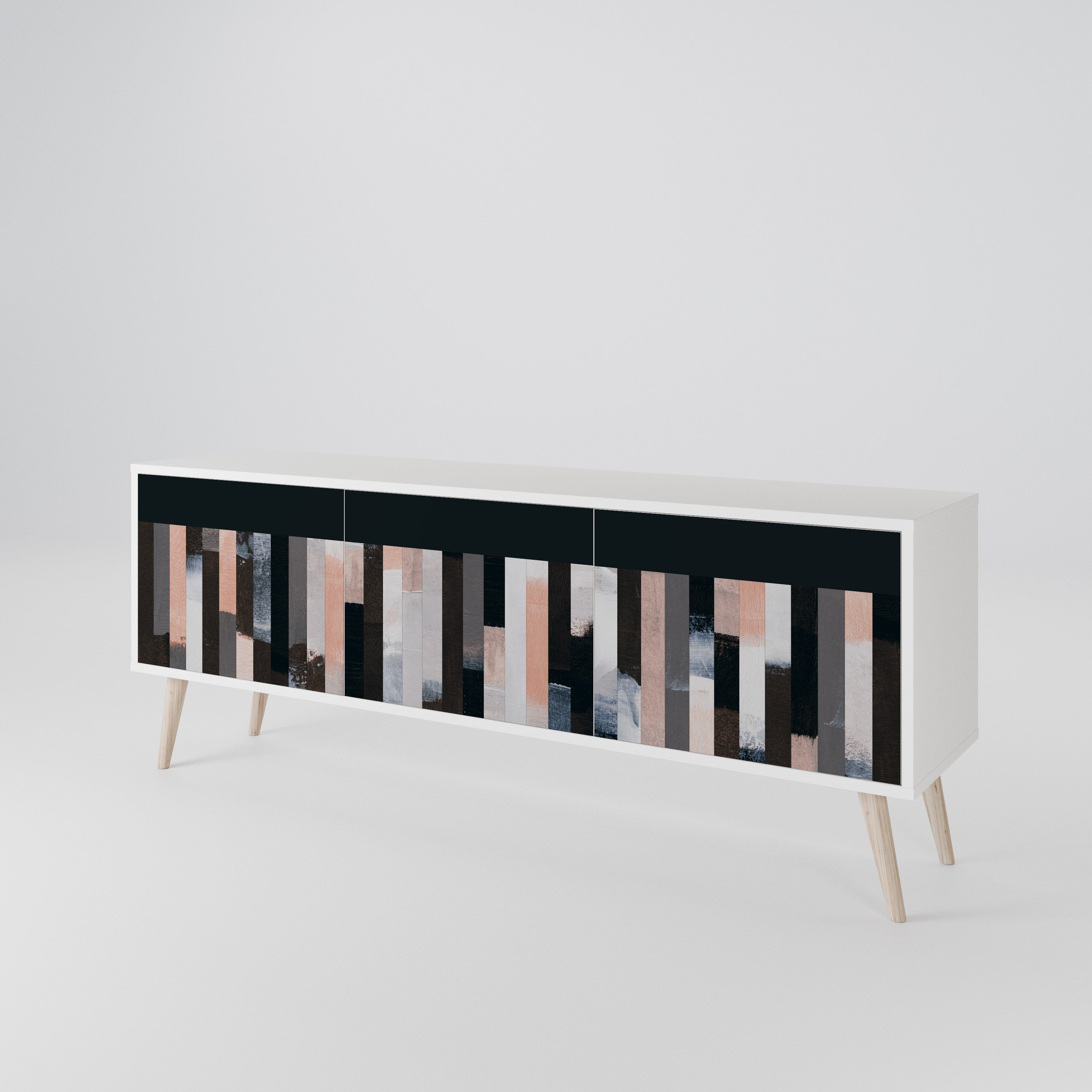 COLLAGE OF RECTANGLES TV-bänk med 3 dörrar