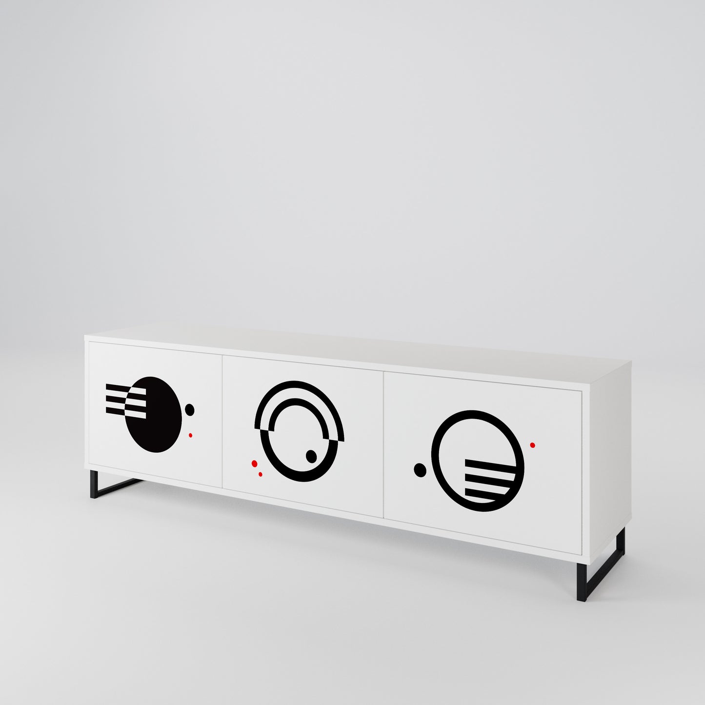 BLACK AND WHITE COMBINATION TV-bänk med 3 dörrar
