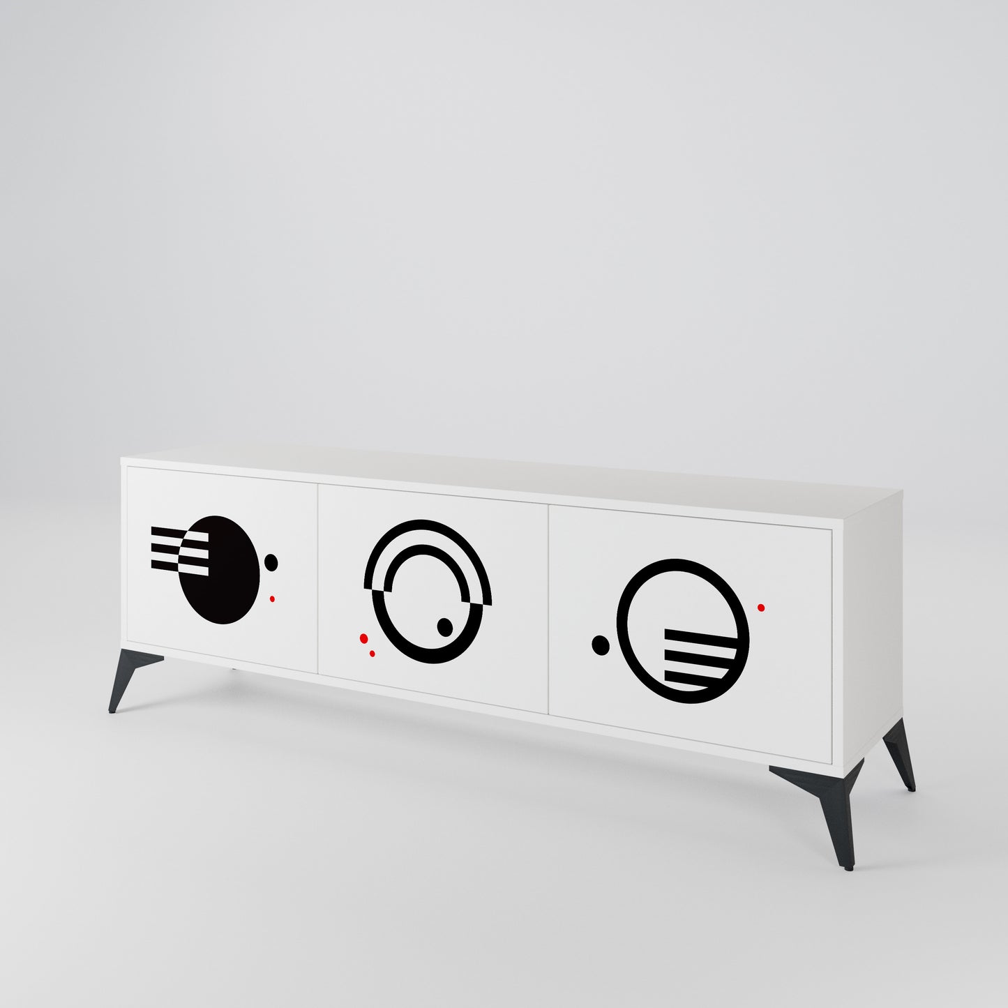 BLACK AND WHITE COMBINATION TV-bänk med 3 dörrar