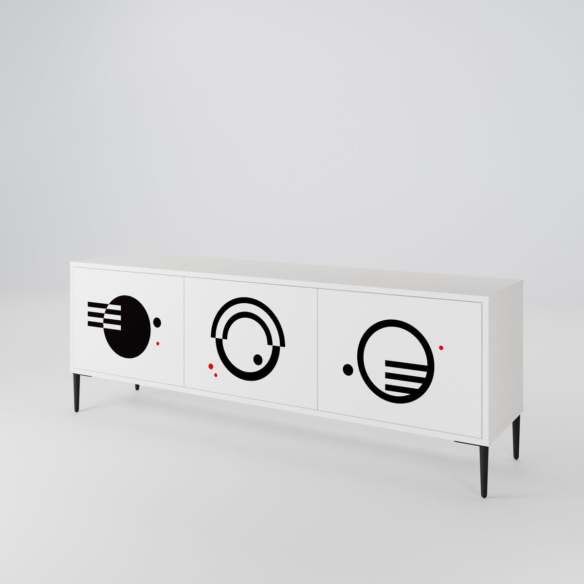BLACK AND WHITE COMBINATION 3-Door TV Cabinet