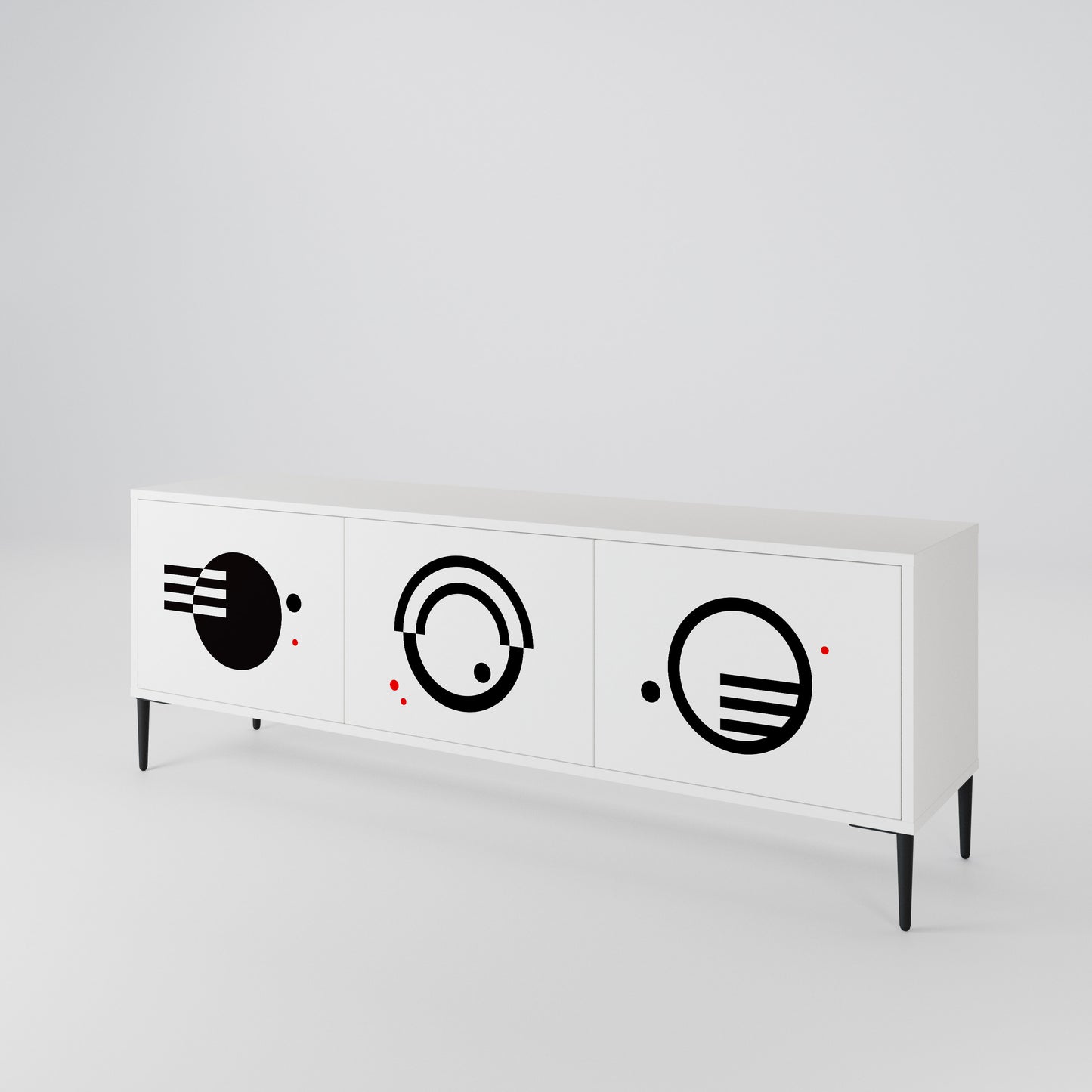 BLACK AND WHITE COMBINATION TV-bänk med 3 dörrar