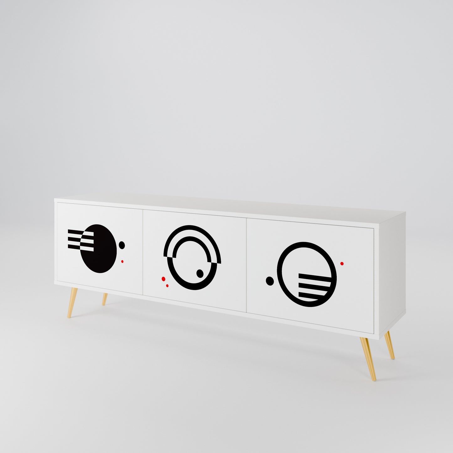 BLACK AND WHITE COMBINATION TV-bänk med 3 dörrar