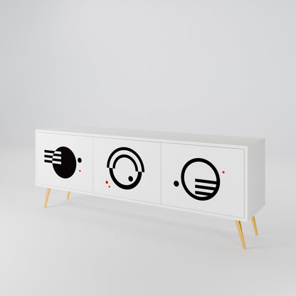 BLACK AND WHITE COMBINATION TV-bänk med 3 dörrar