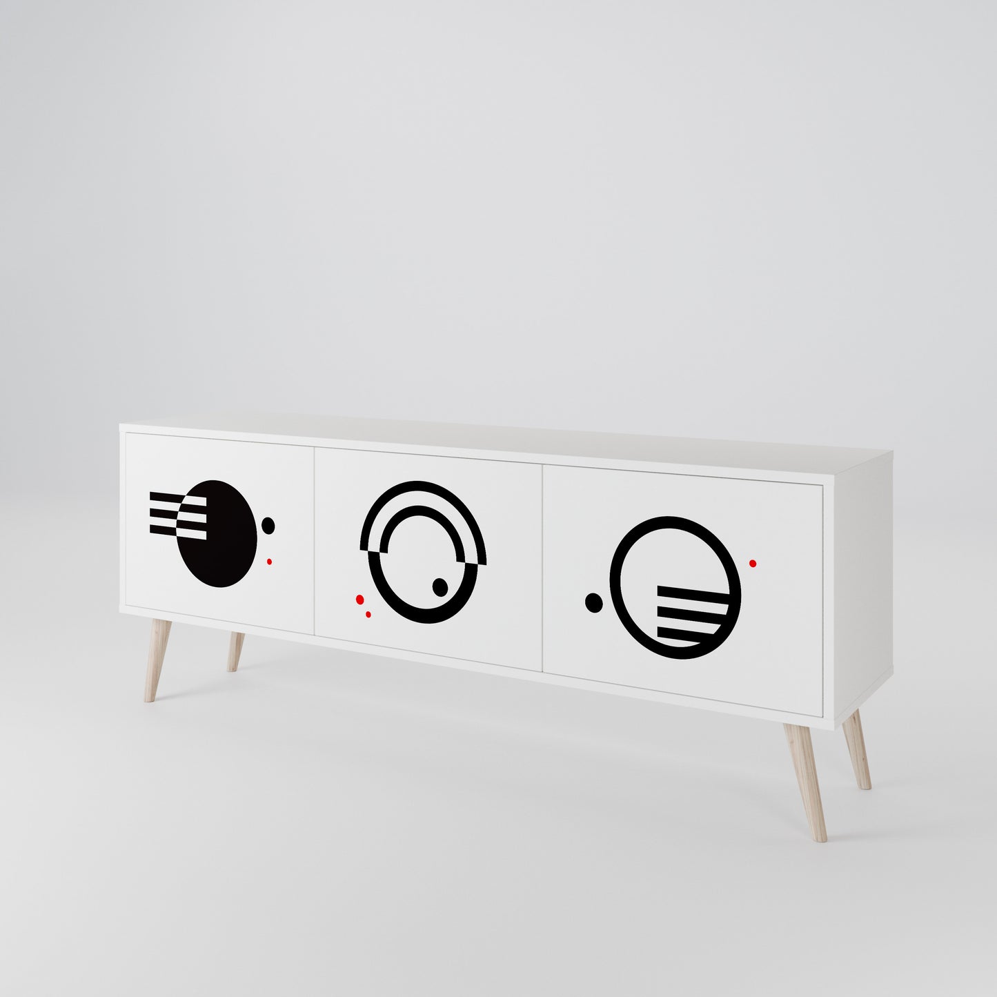 BLACK AND WHITE COMBINATION TV-bänk med 3 dörrar