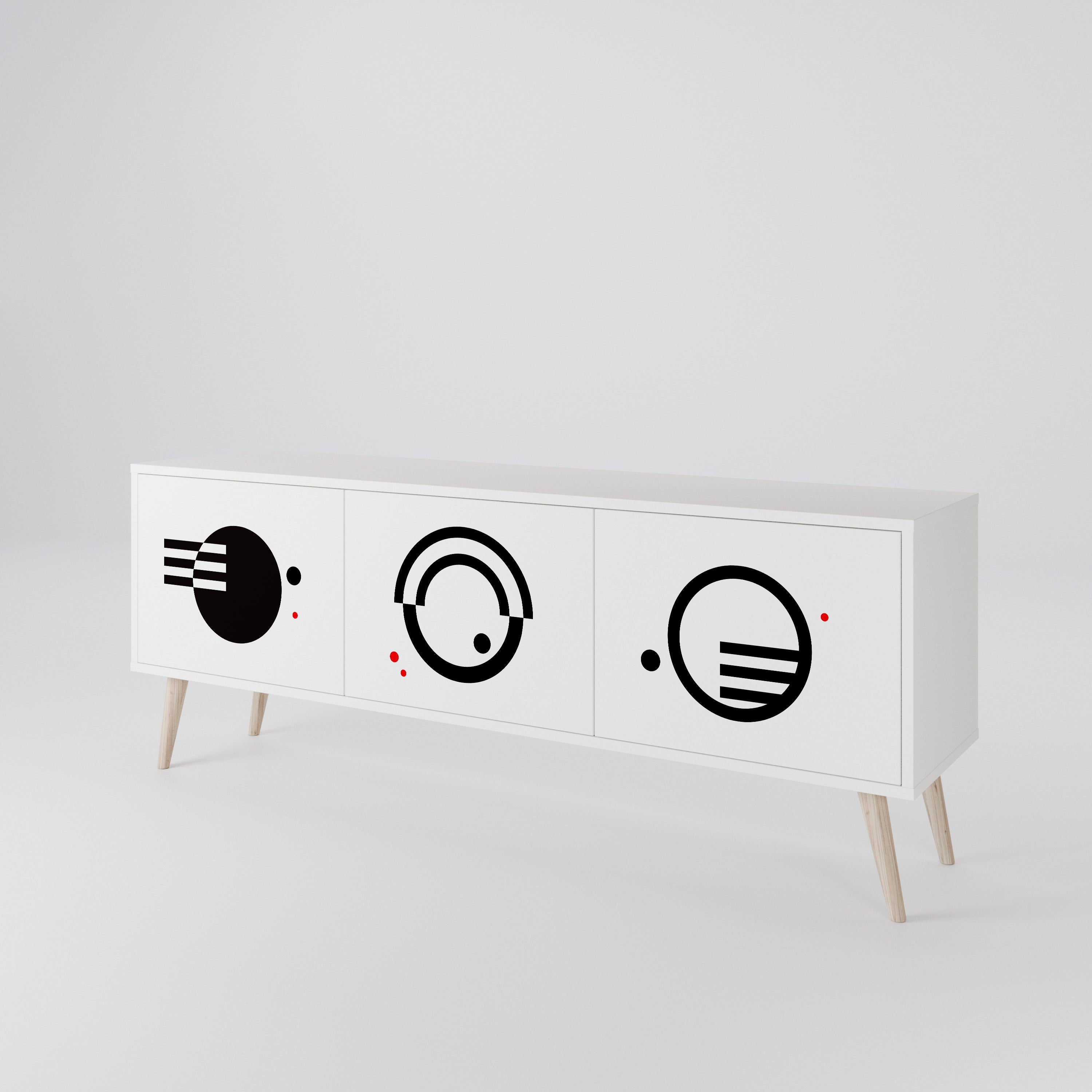 BLACK AND WHITE COMBINATION 3-Door TV Cabinet