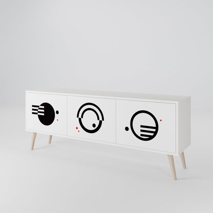 BLACK AND WHITE COMBINATION TV-bänk med 3 dörrar