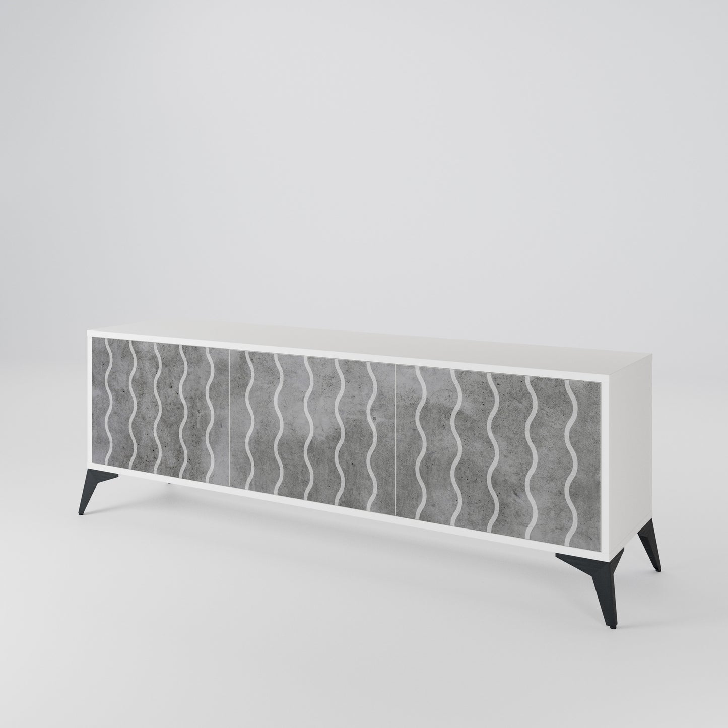 WAVES OF CONCRETE TV-bänk med 3 dörrar