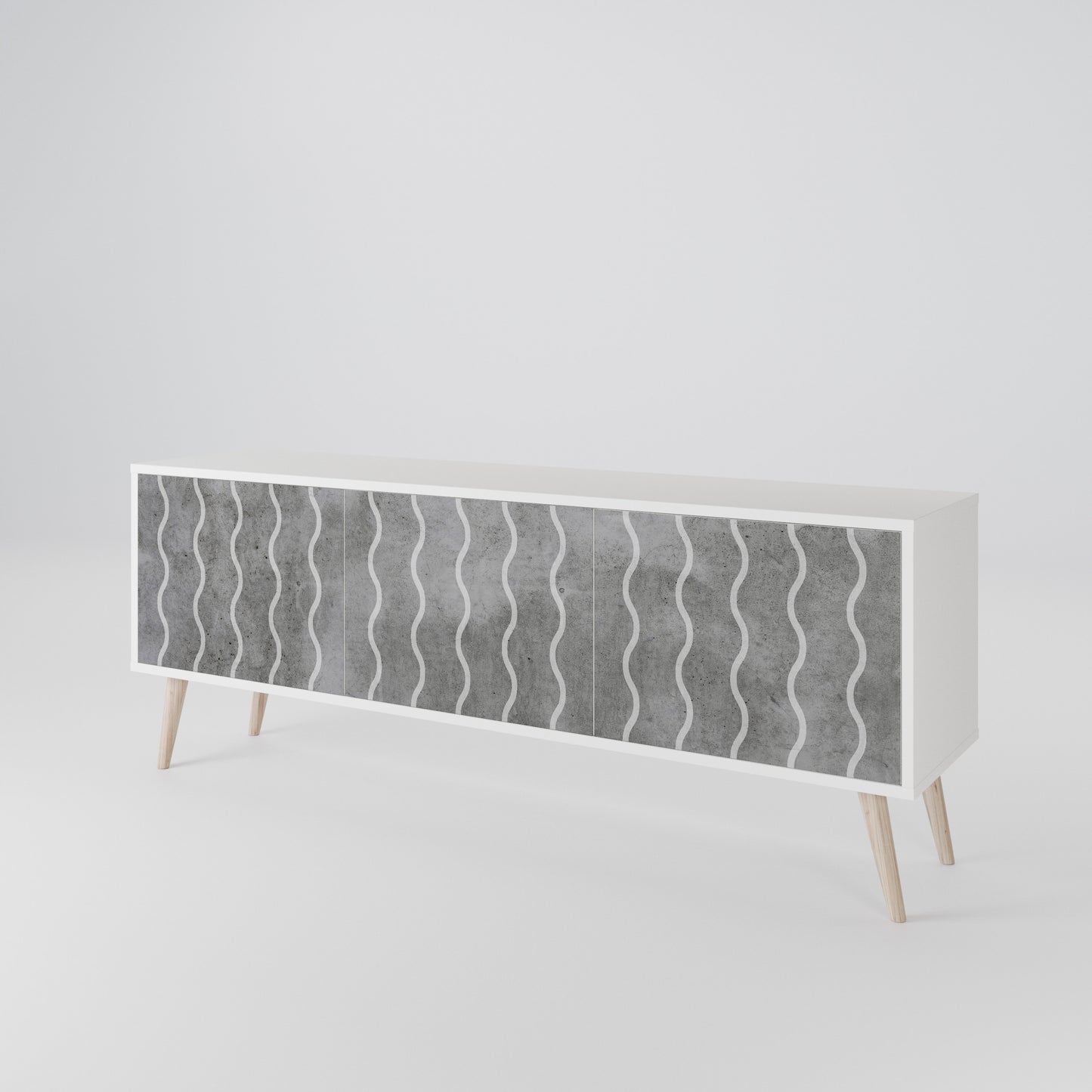 WAVES OF CONCRETE TV-bänk med 3 dörrar
