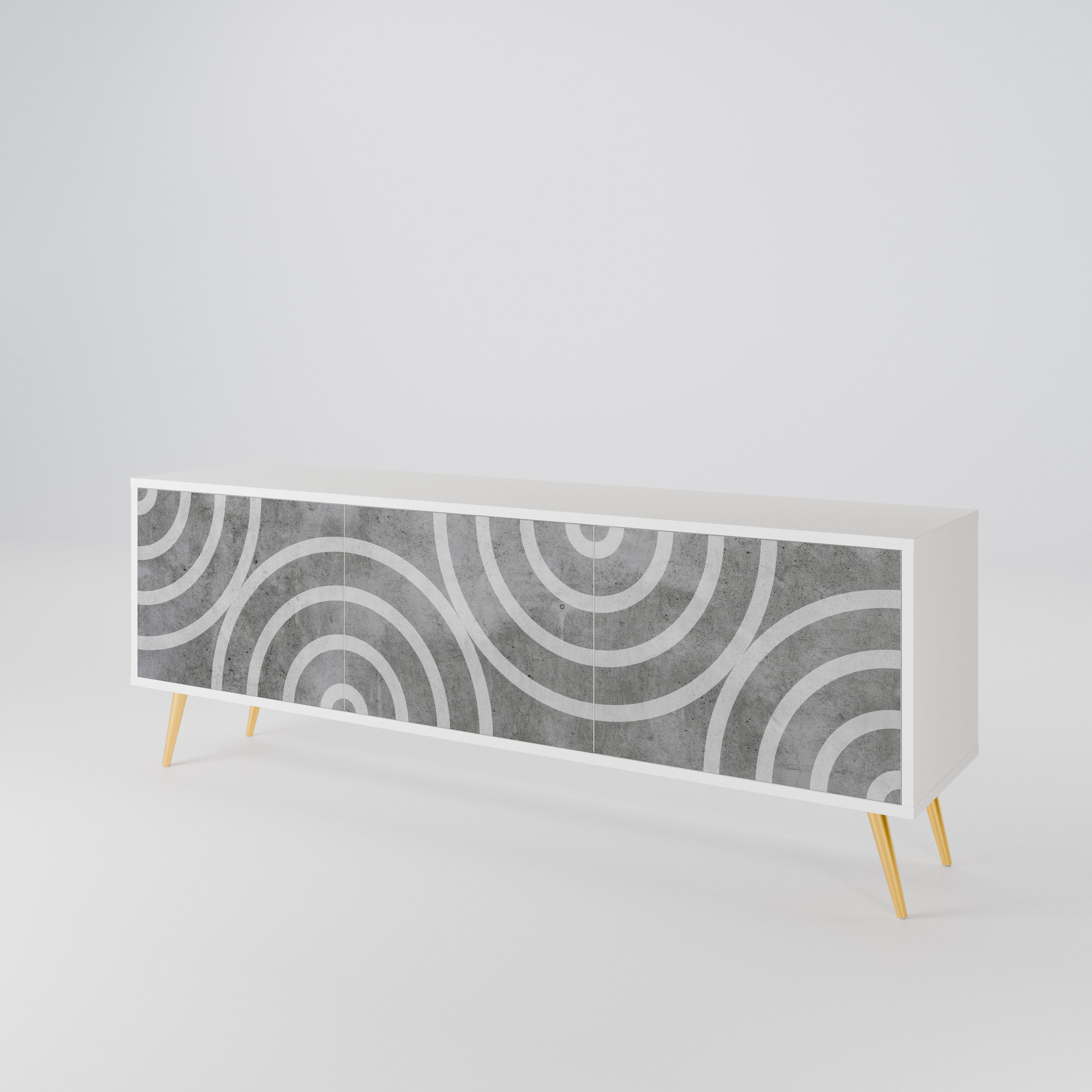 CIRCLE CONCRETE TV-bänk med 3 dörrar