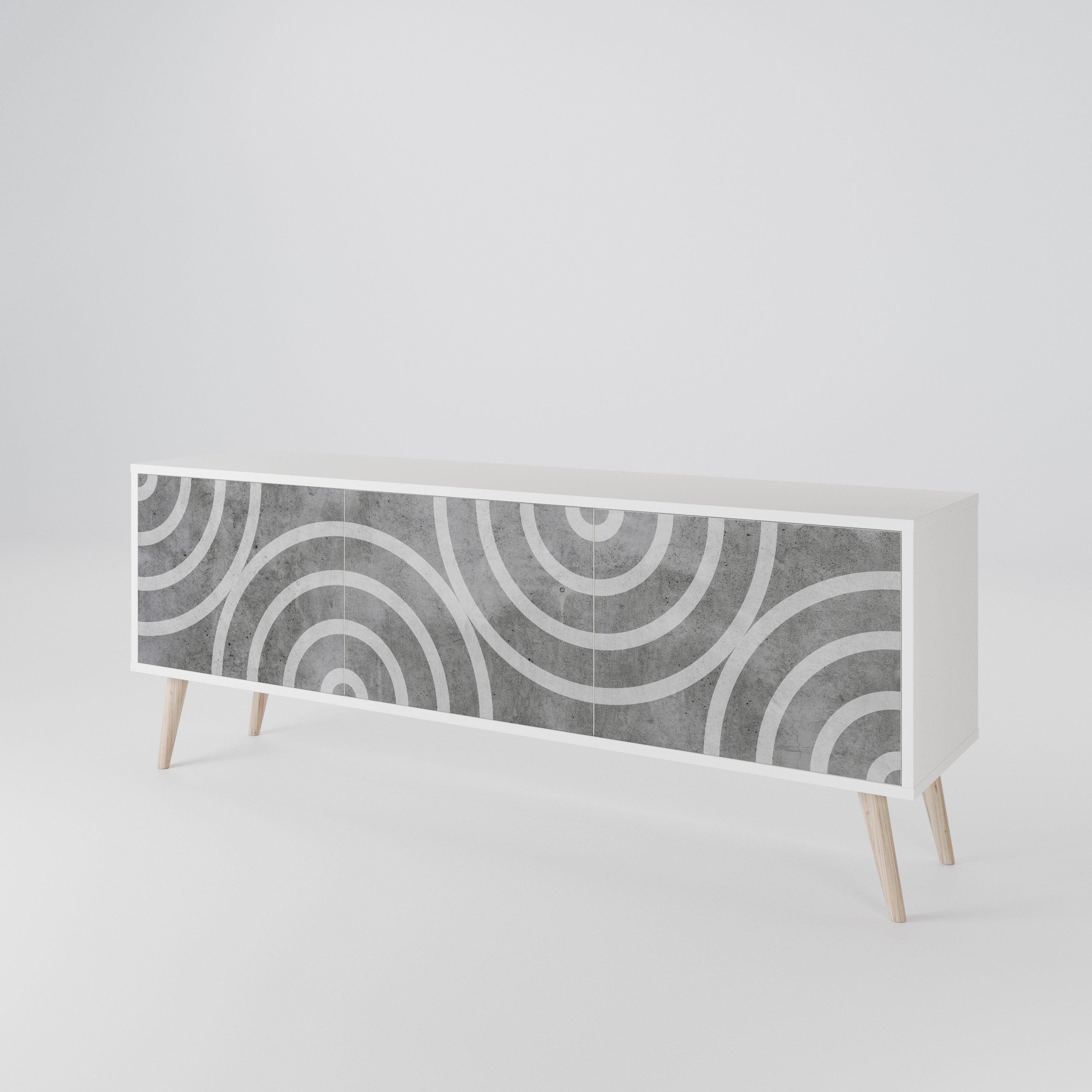 CIRCLE CONCRETE TV-bänk med 3 dörrar