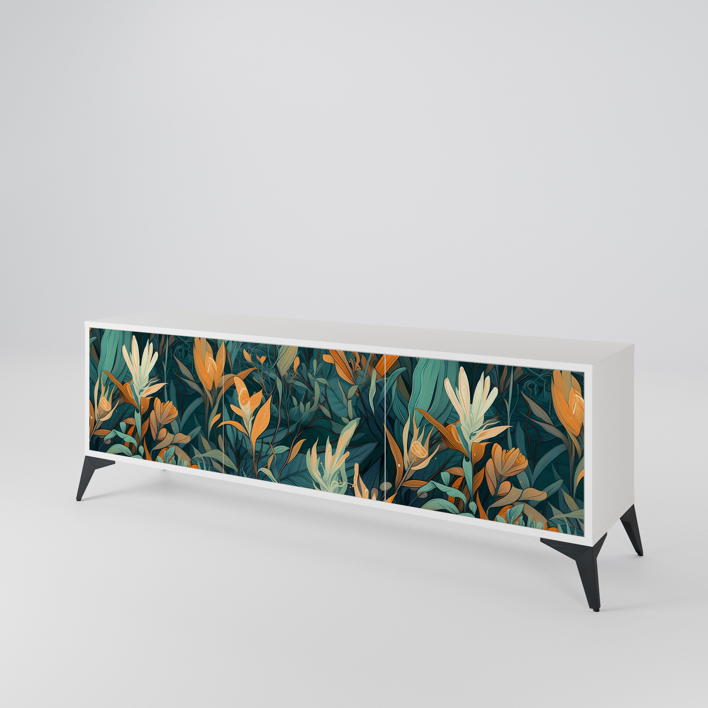FLORAL SERENITY TV-bänk med 3 dörrar