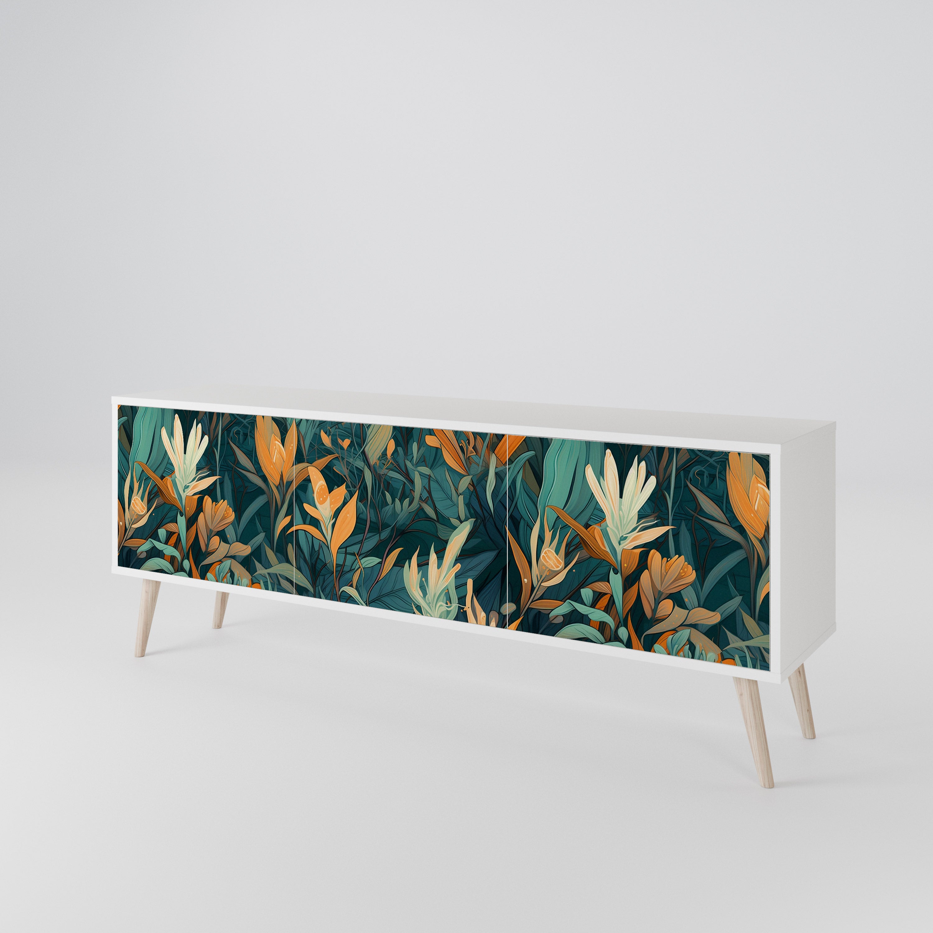 FLORAL SERENITY TV-bänk med 3 dörrar