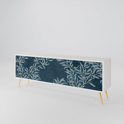 BLUE LEAVES TV-bänk med 3 dörrar