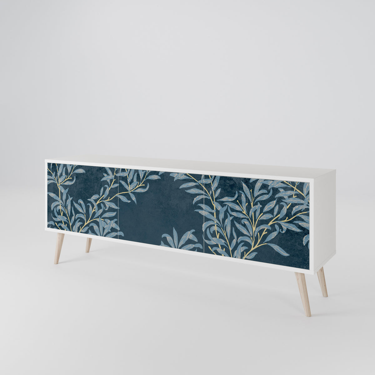 BLUE LEAVES TV-bänk med 3 dörrar