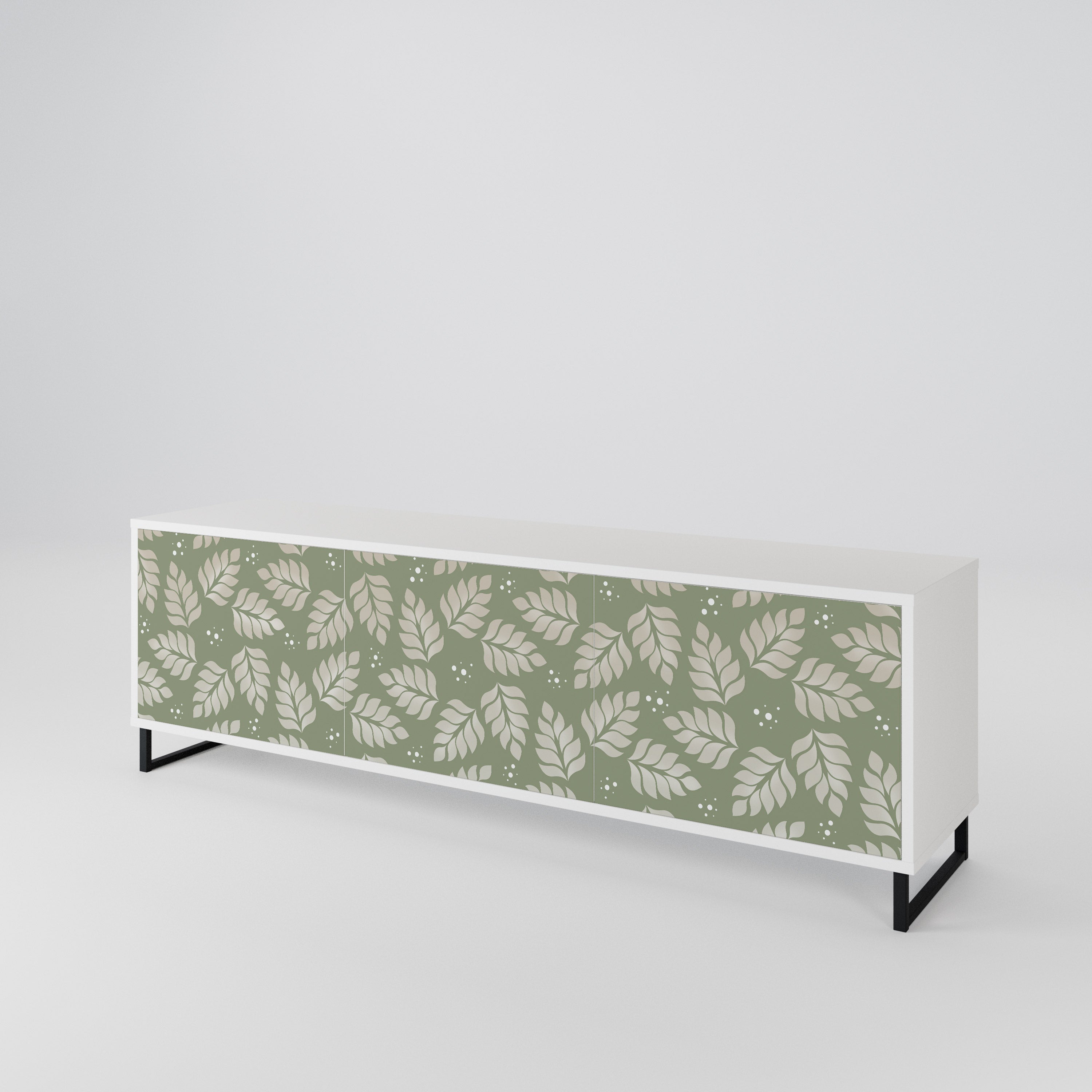 LEAVES ON GREEN TV-bänk med 3 dörrar