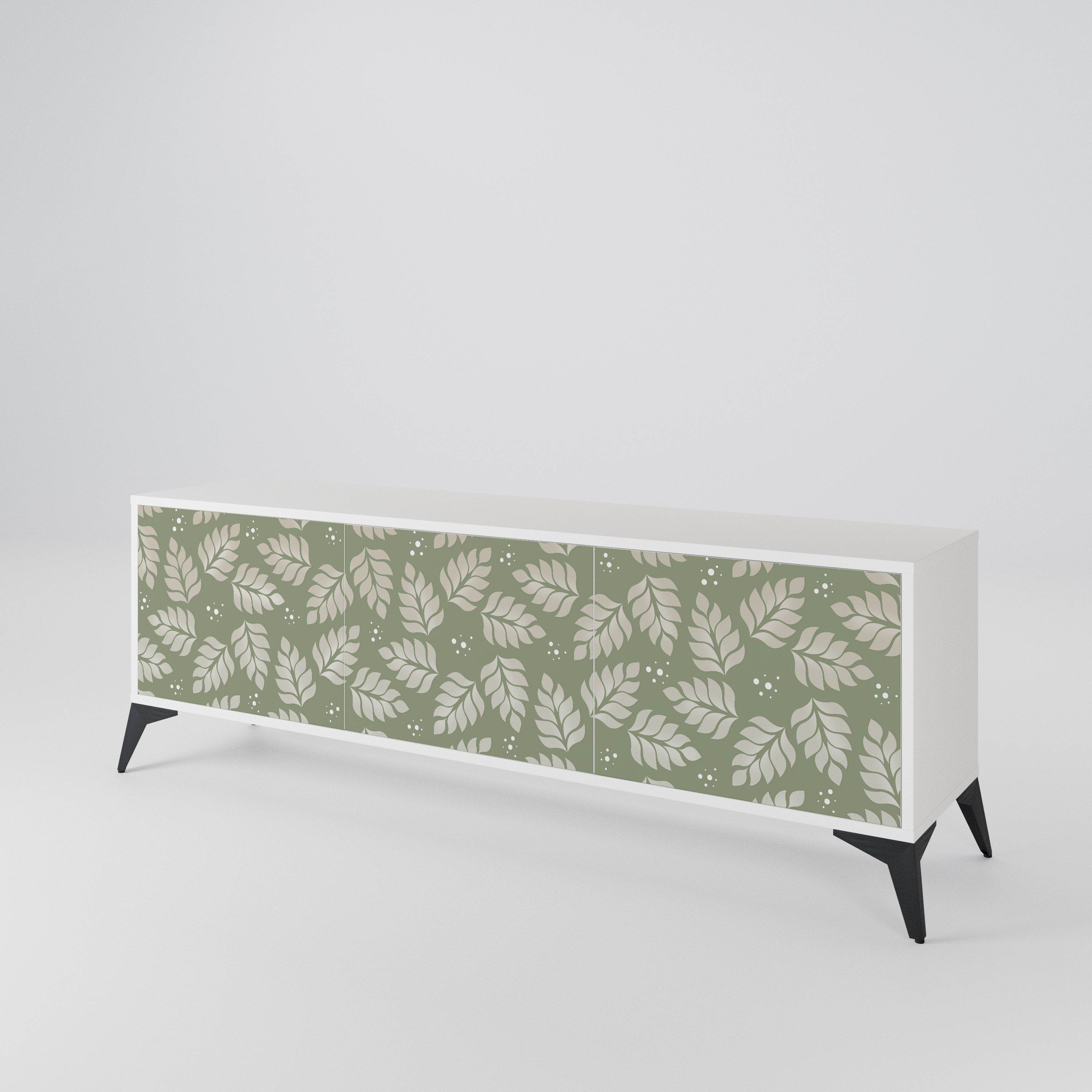 LEAVES ON GREEN TV-bänk med 3 dörrar