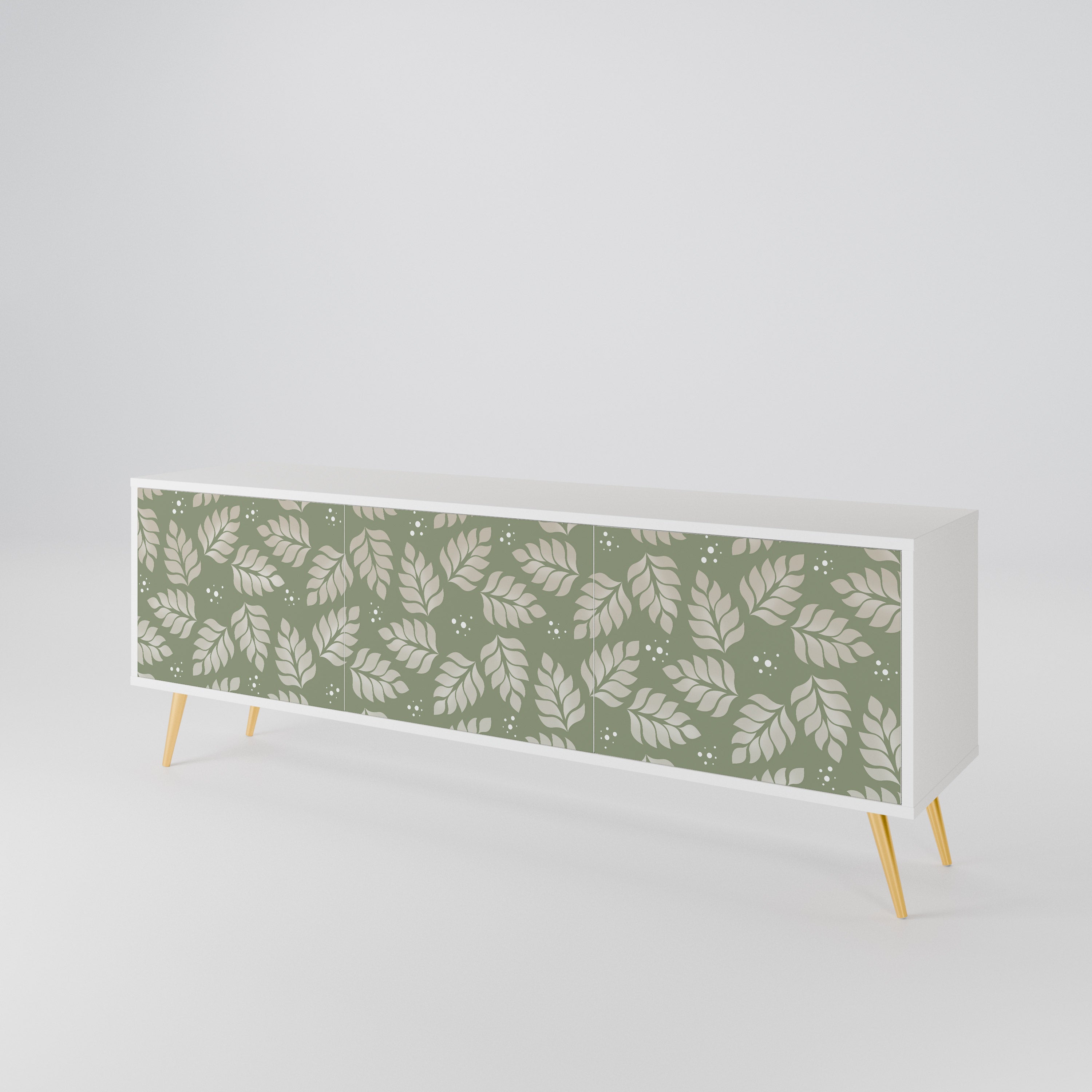 LEAVES ON GREEN TV-bänk med 3 dörrar