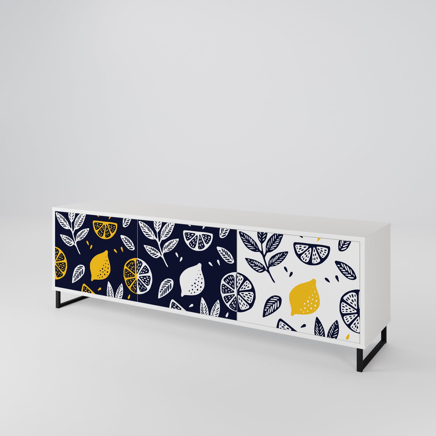 CITRUS BLACK AND WHITE TV-bänk med 3 dörrar