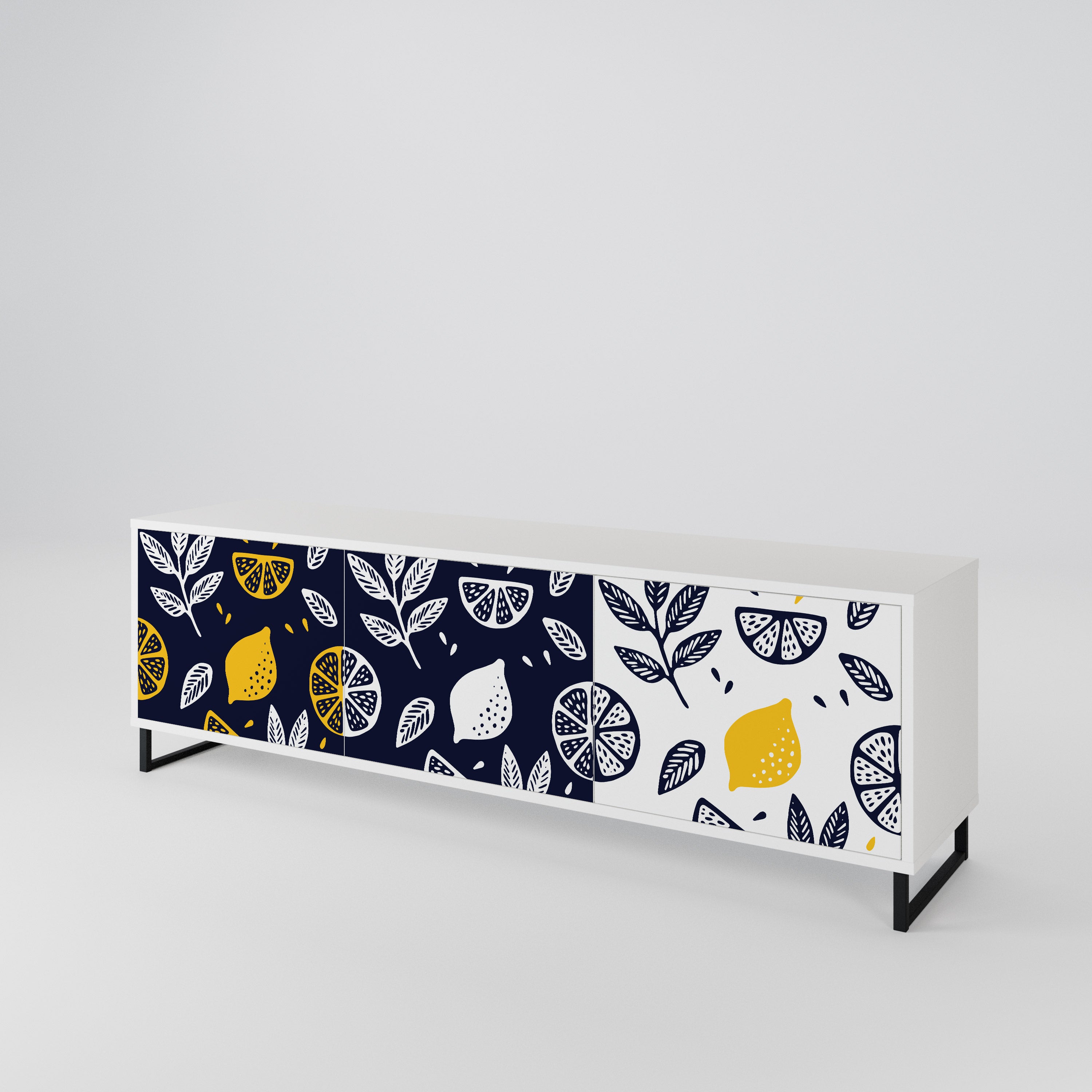 CITRUS BLACK AND WHITE TV-bänk med 3 dörrar