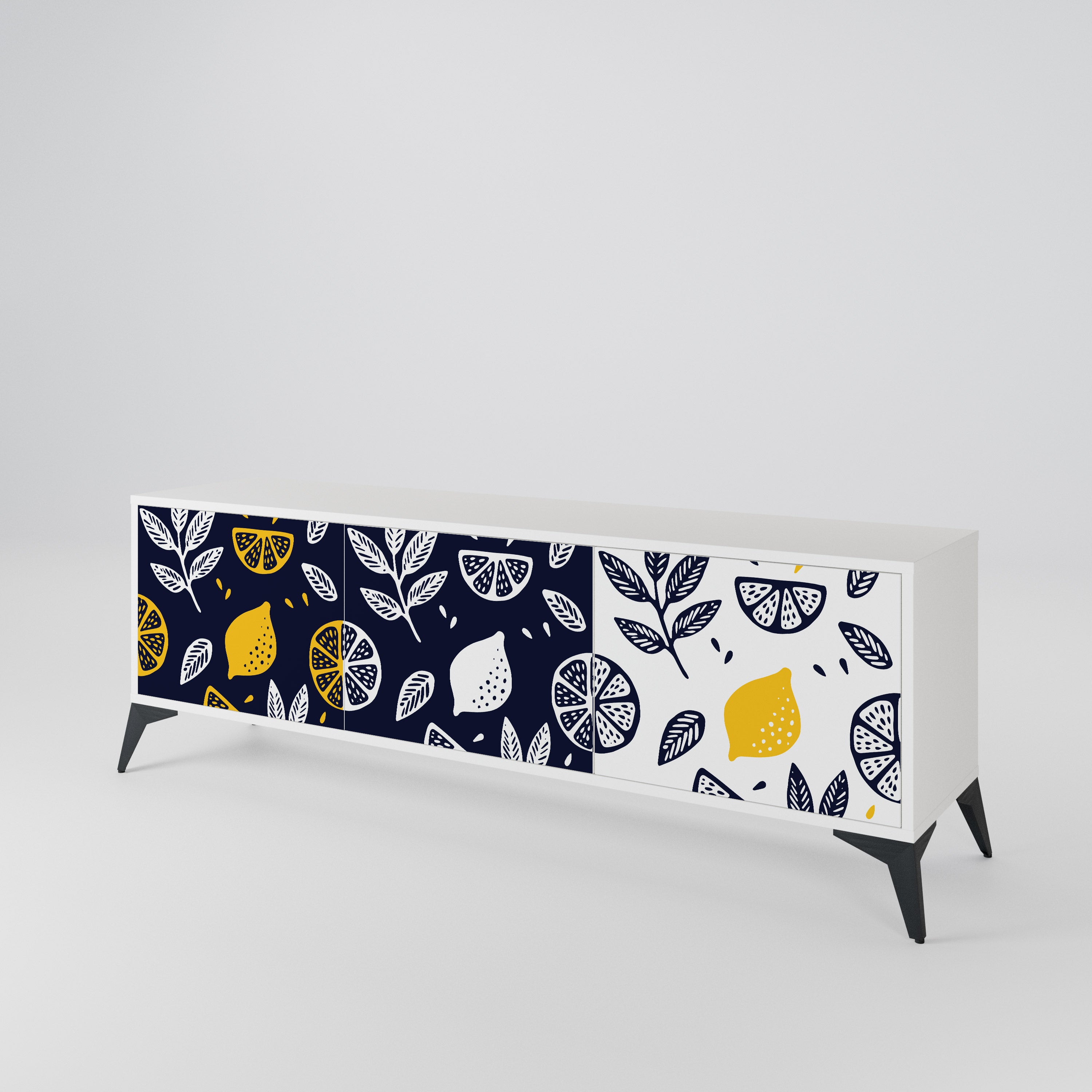 CITRUS BLACK AND WHITE TV-bänk med 3 dörrar