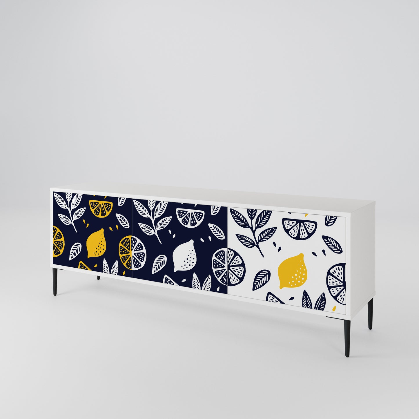 CITRUS BLACK AND WHITE TV-bänk med 3 dörrar