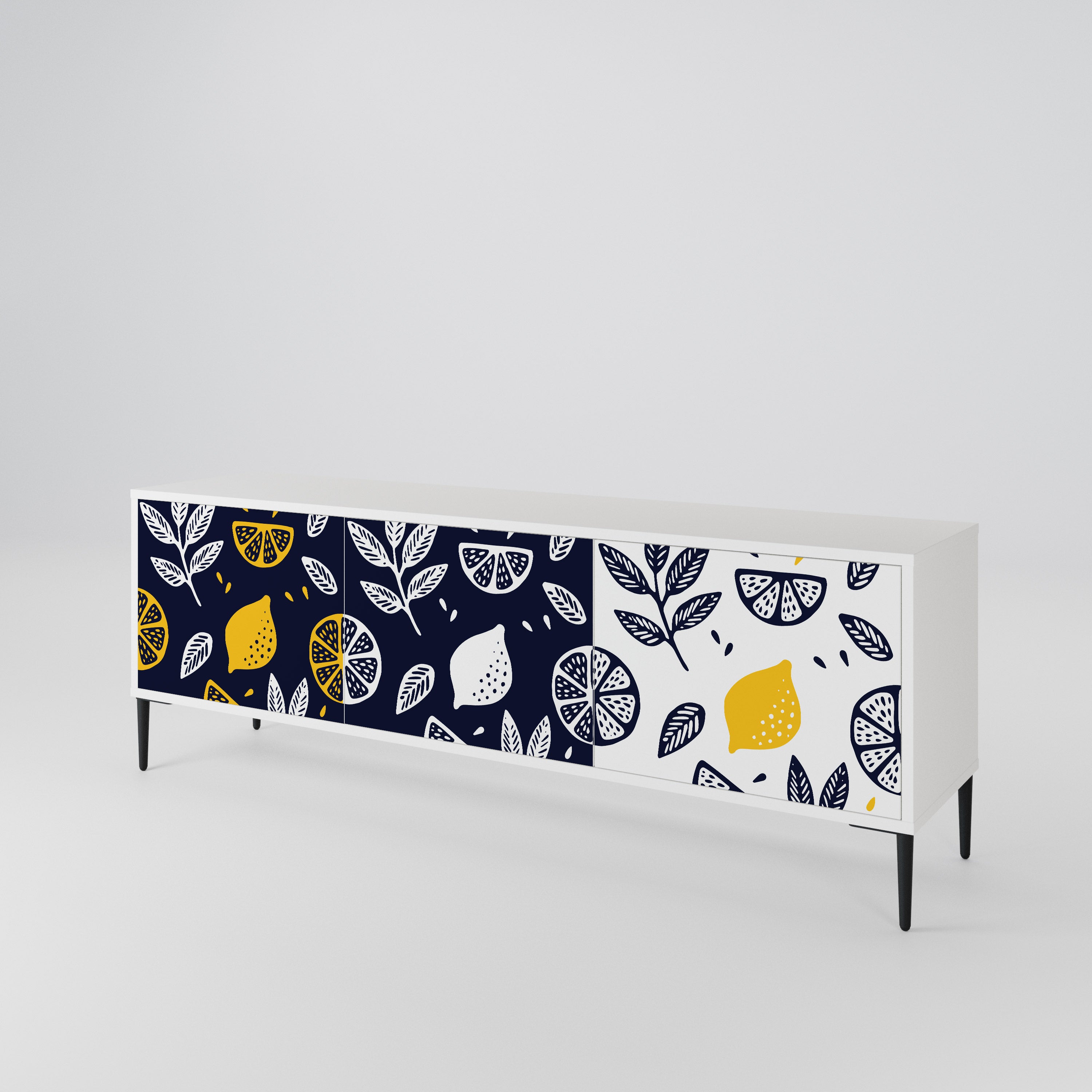 CITRUS BLACK AND WHITE TV-bänk med 3 dörrar