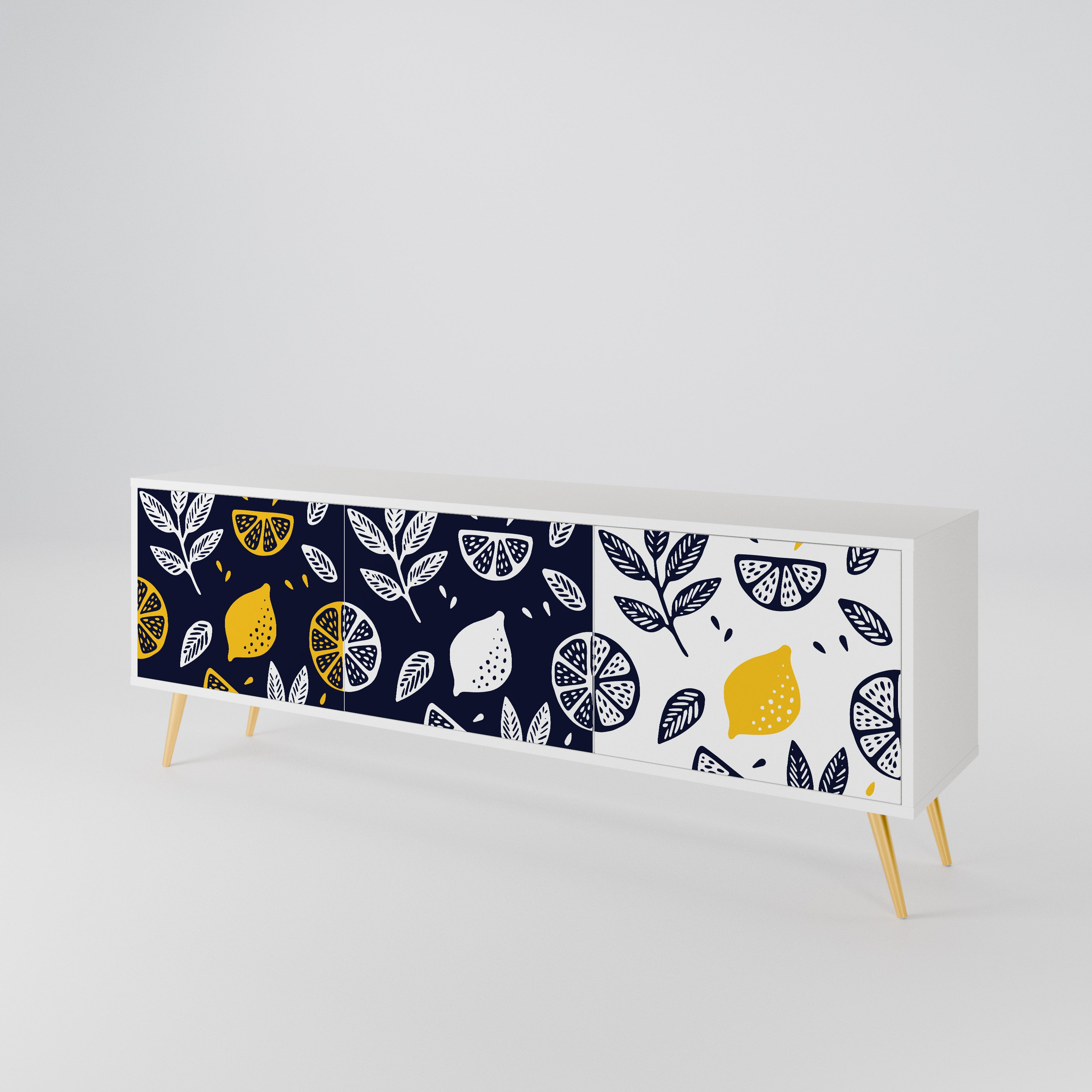 CITRUS BLACK AND WHITE TV-bänk med 3 dörrar