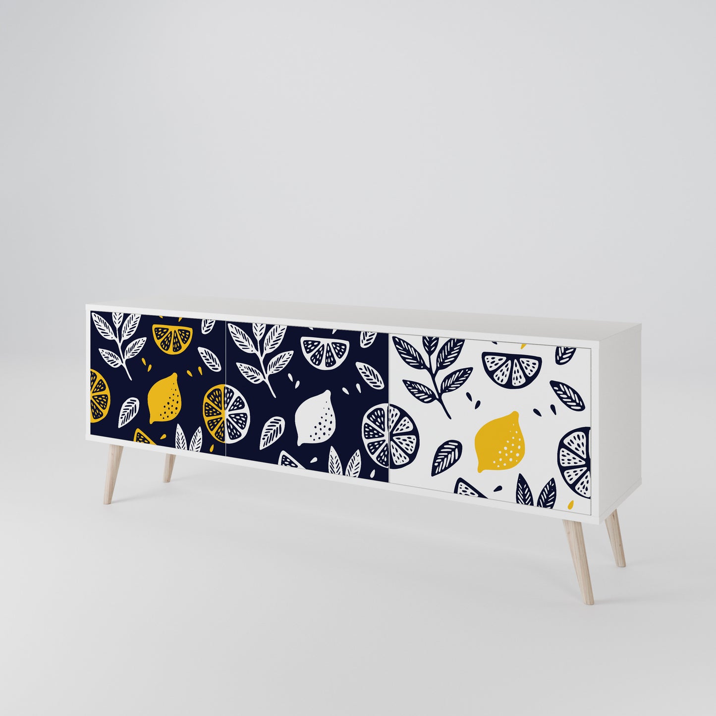 CITRUS BLACK AND WHITE TV-bänk med 3 dörrar