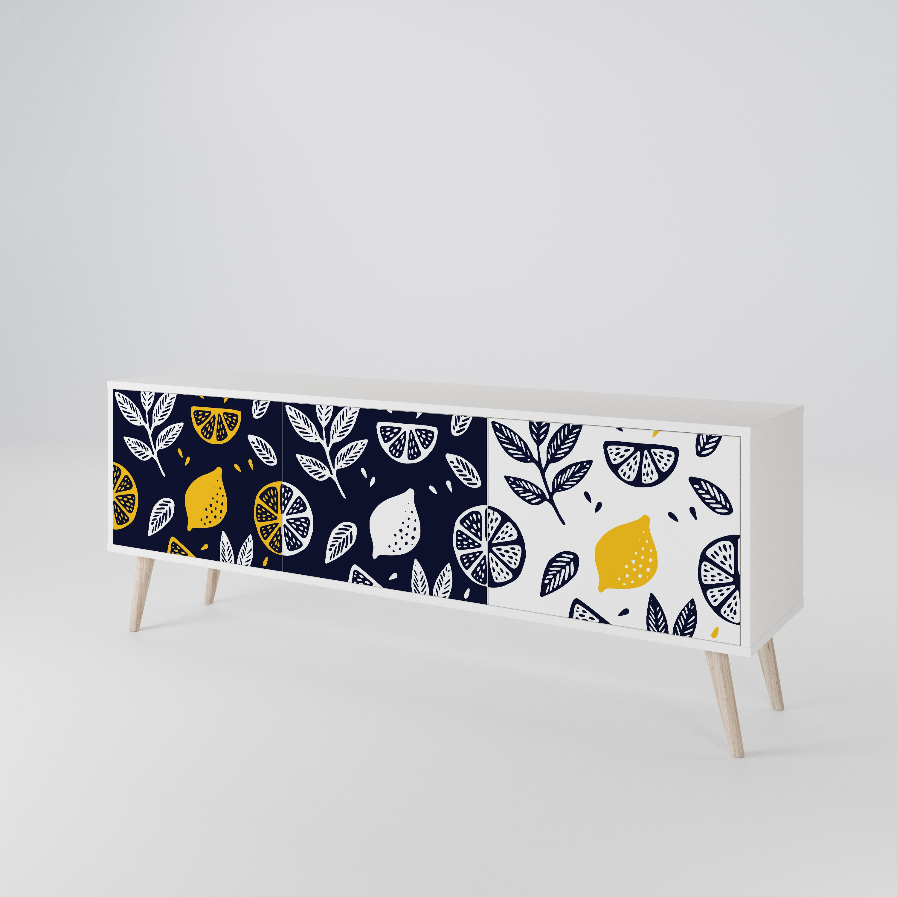 CITRUS BLACK AND WHITE TV-bänk med 3 dörrar