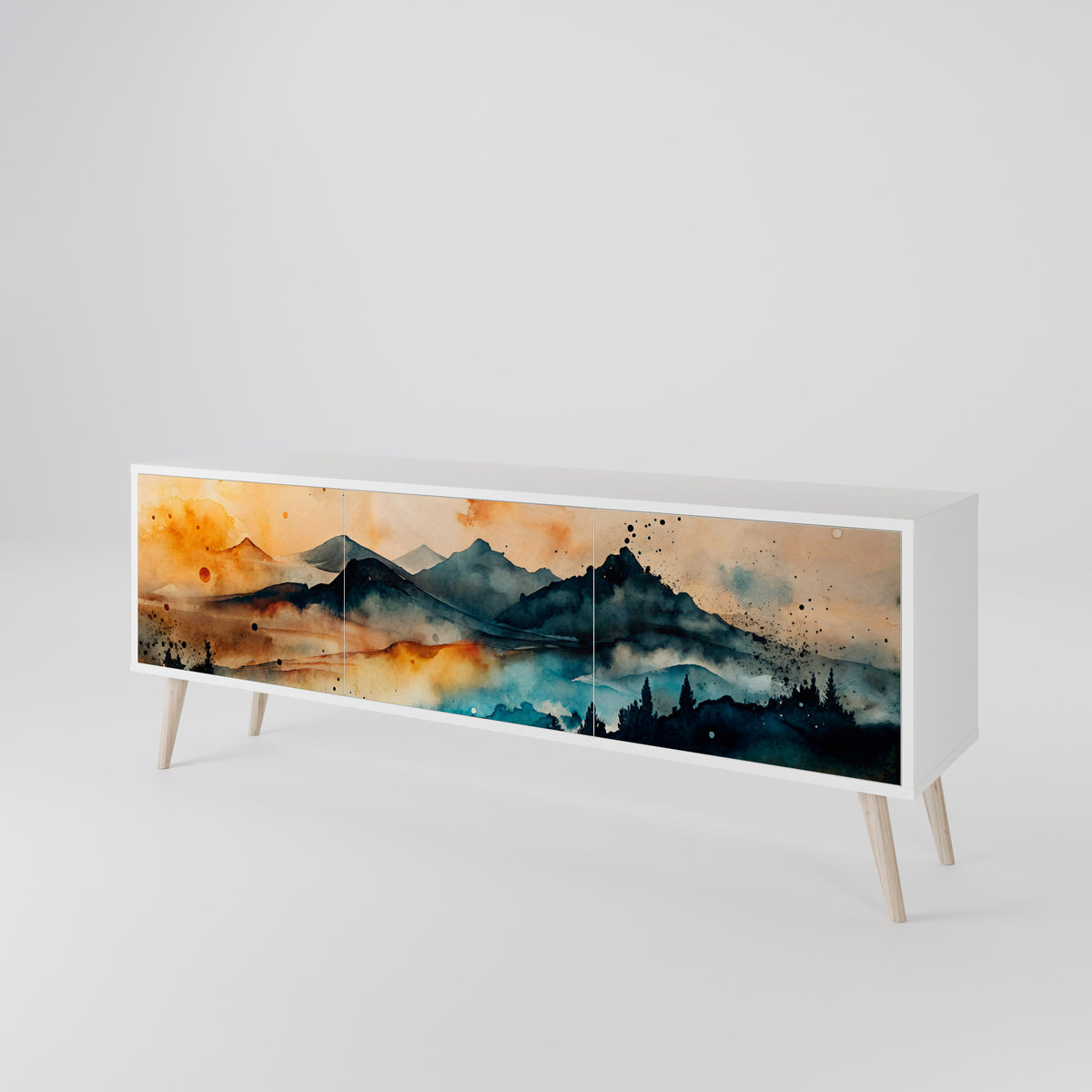 OMINOUS MOUNTAINS TV-bänk med 3 dörrar