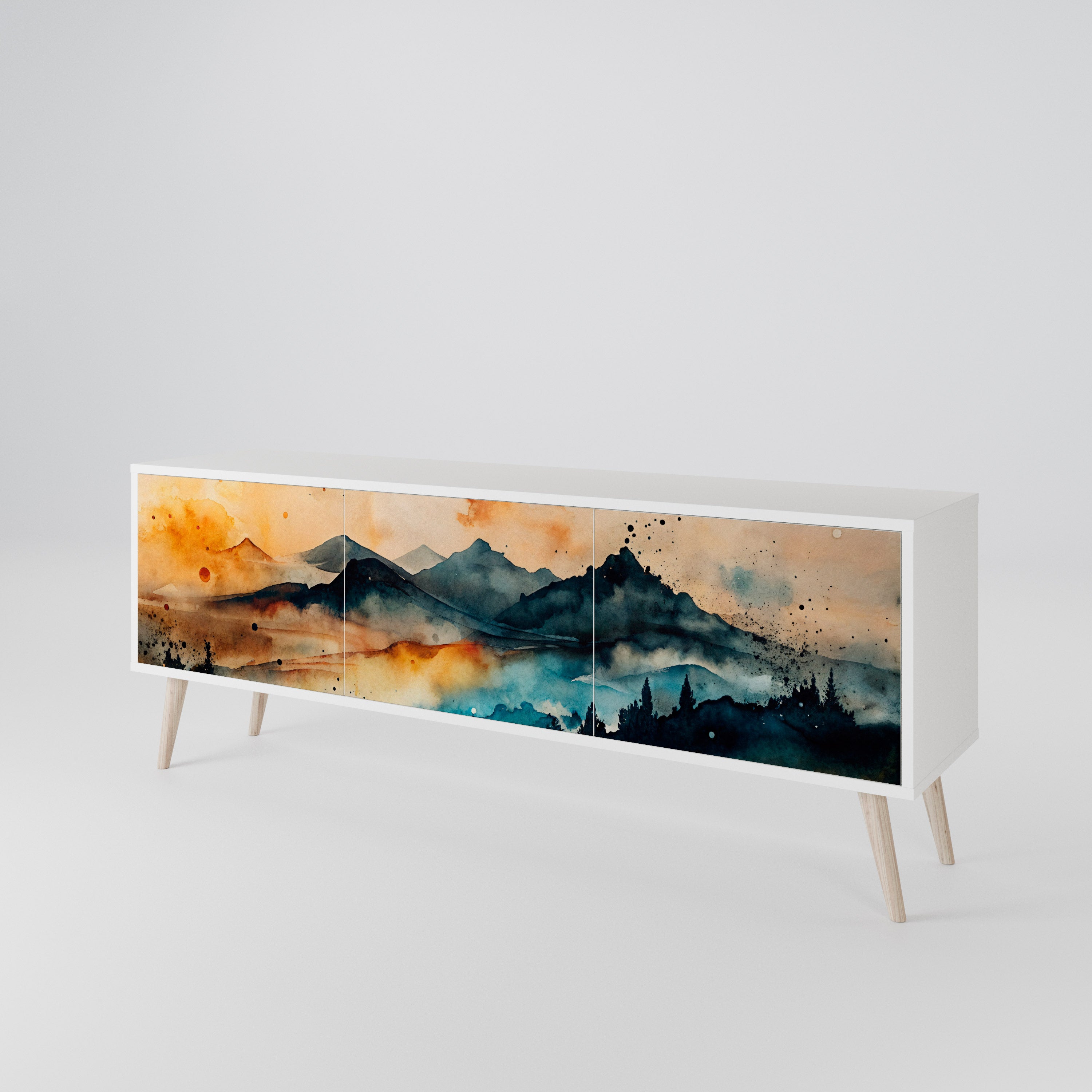 OMINOUS MOUNTAINS TV-bänk med 3 dörrar