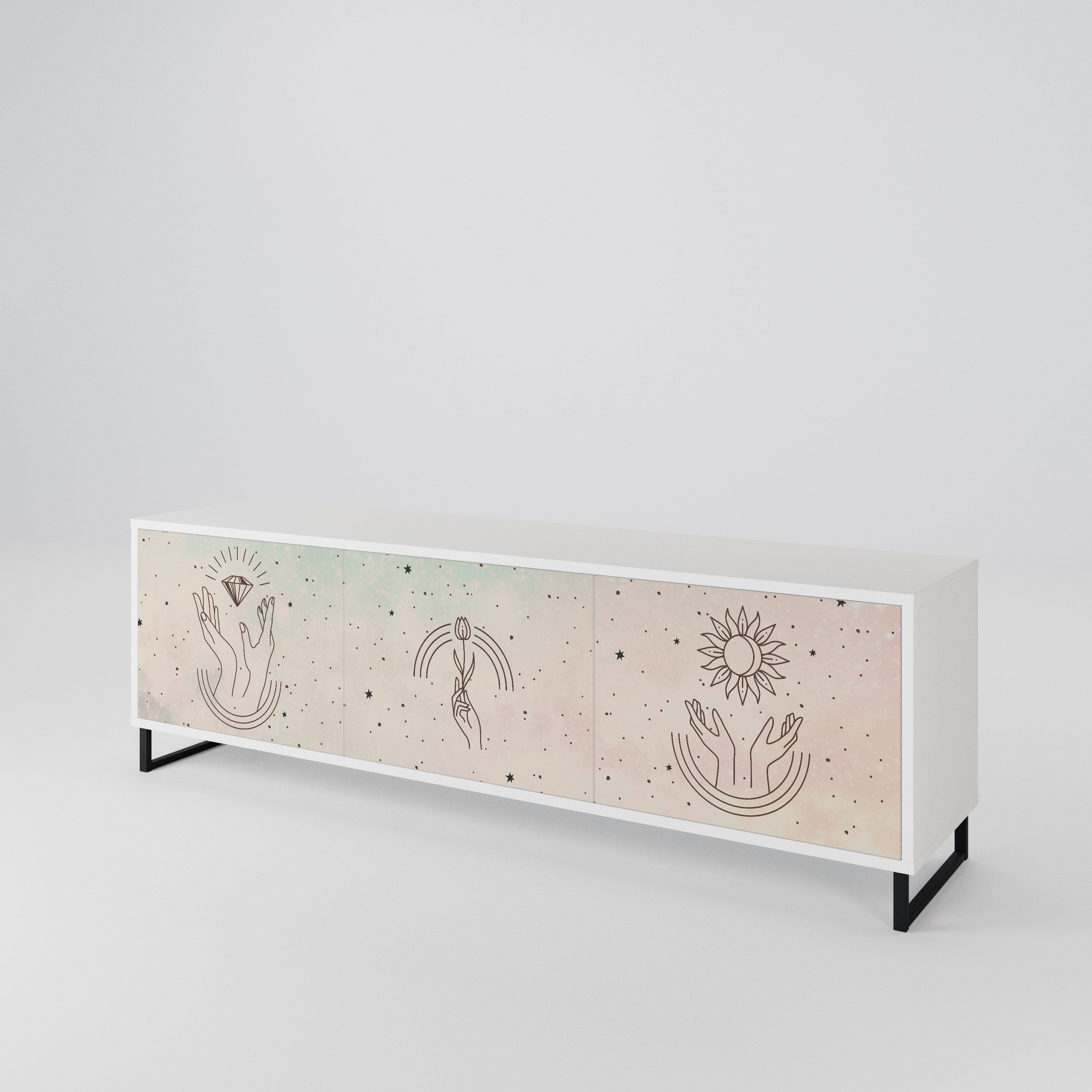 DELICATE BEAUTY TV-bänk med 3 dörrar