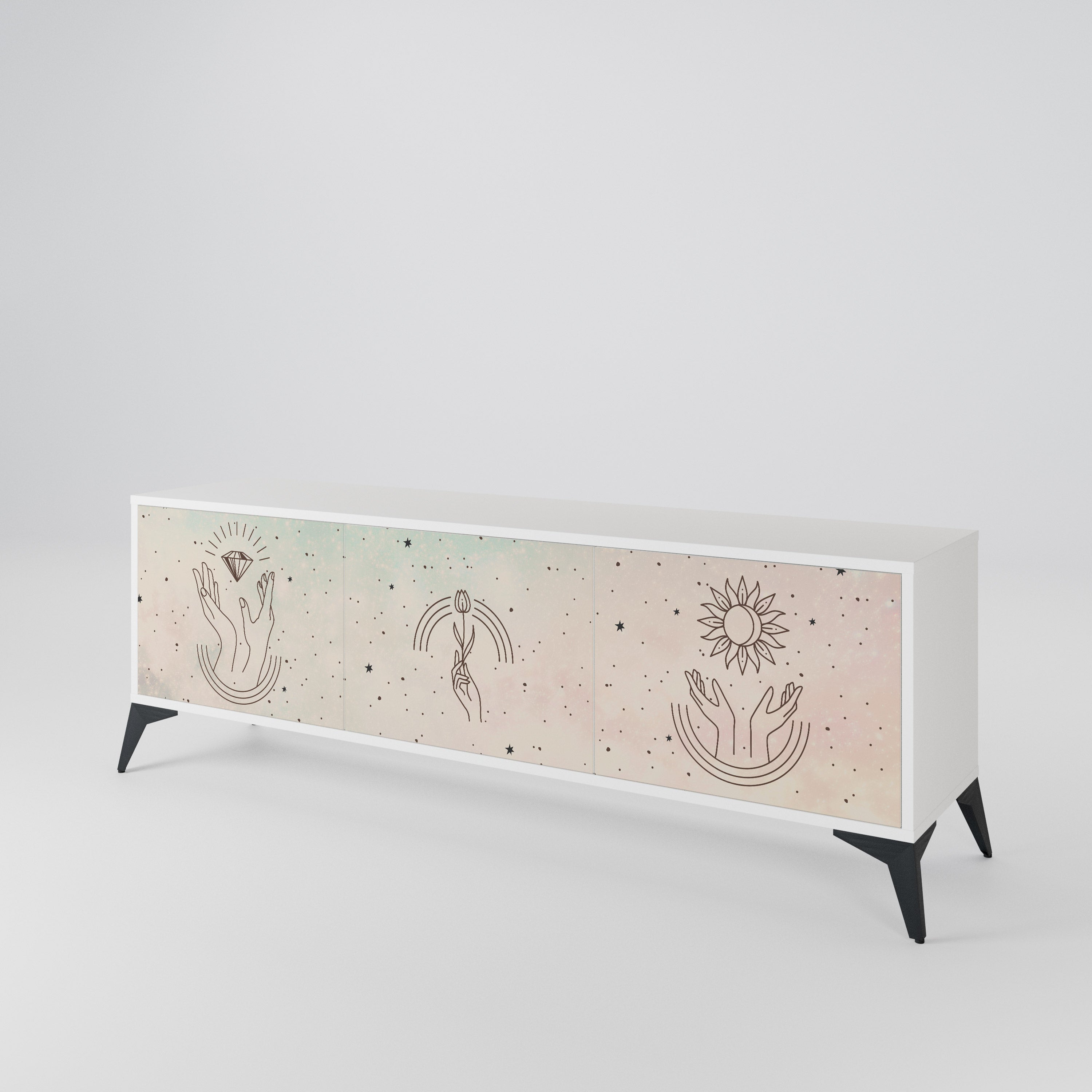 DELICATE BEAUTY TV-bänk med 3 dörrar