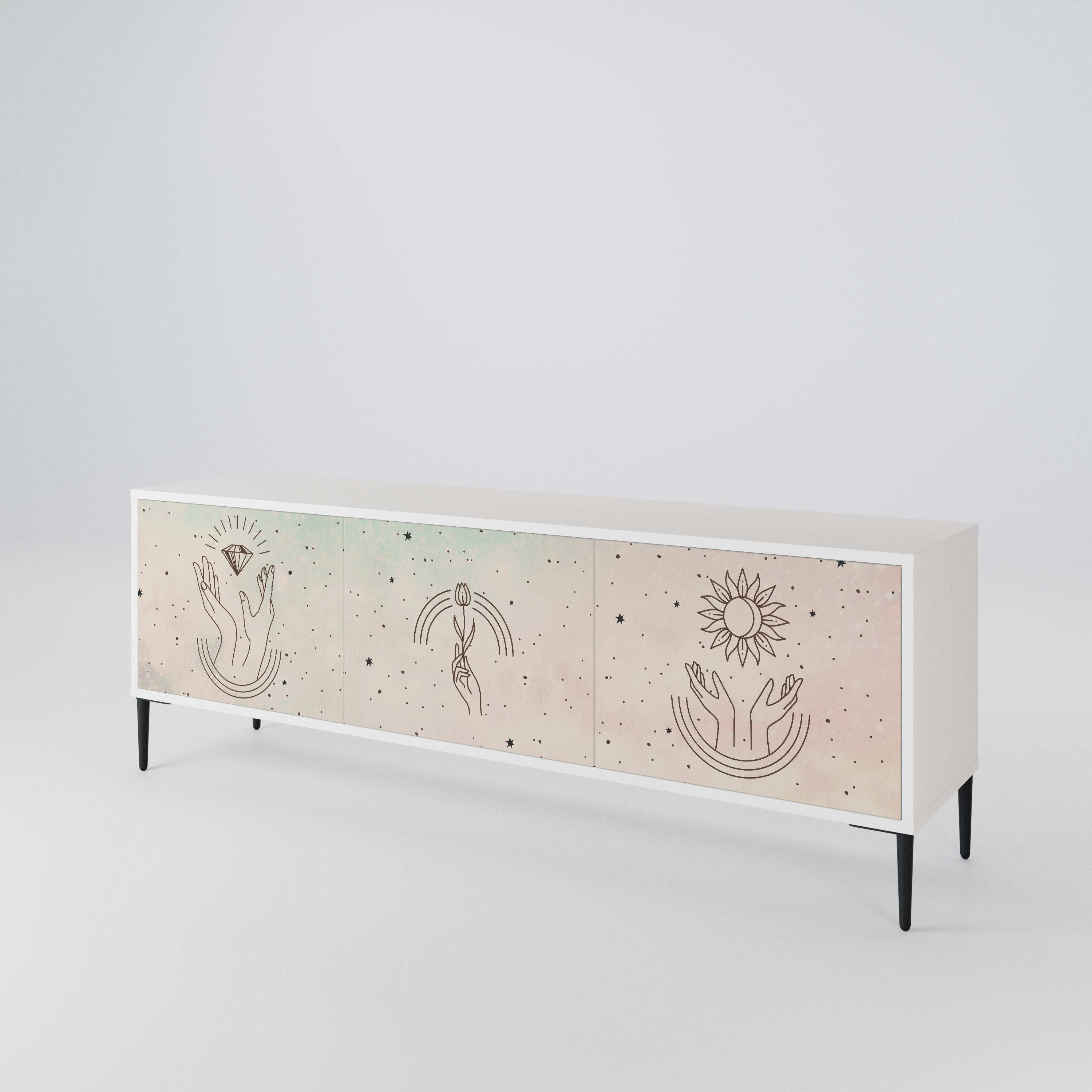 DELICATE BEAUTY TV-bänk med 3 dörrar